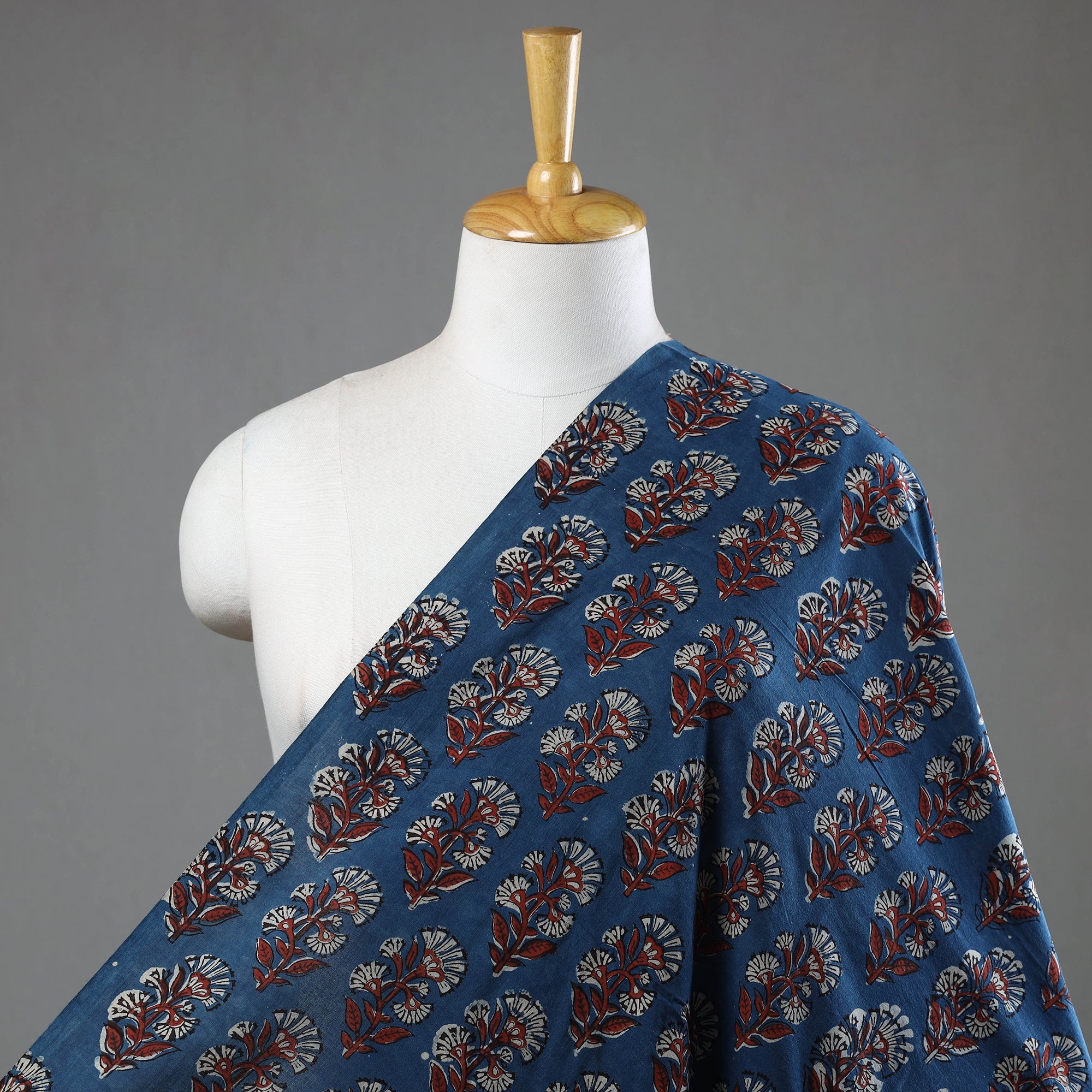 BAGRU DABU PRINTS Blue - Dabu Bagru Block Print Cotton Fabric 02