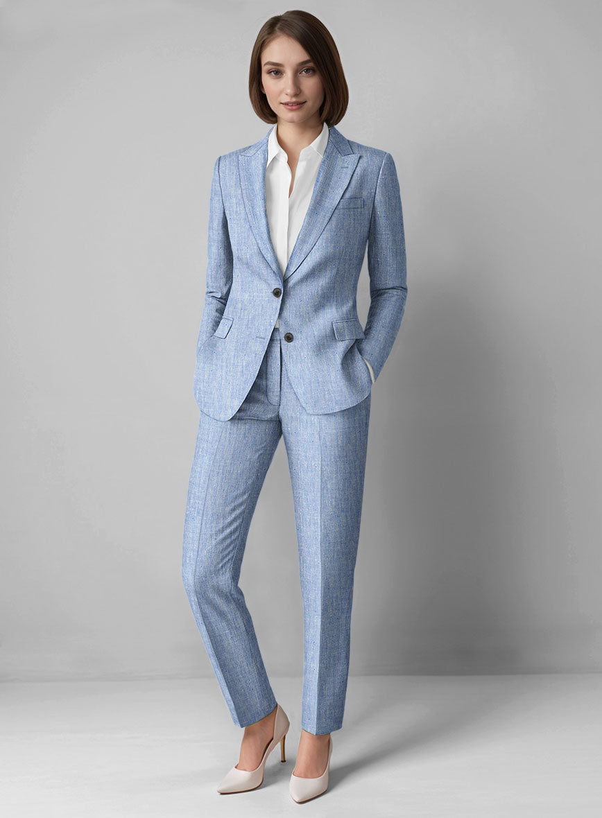 StudioSuits Women's Italian Sky Blue Linen Suit