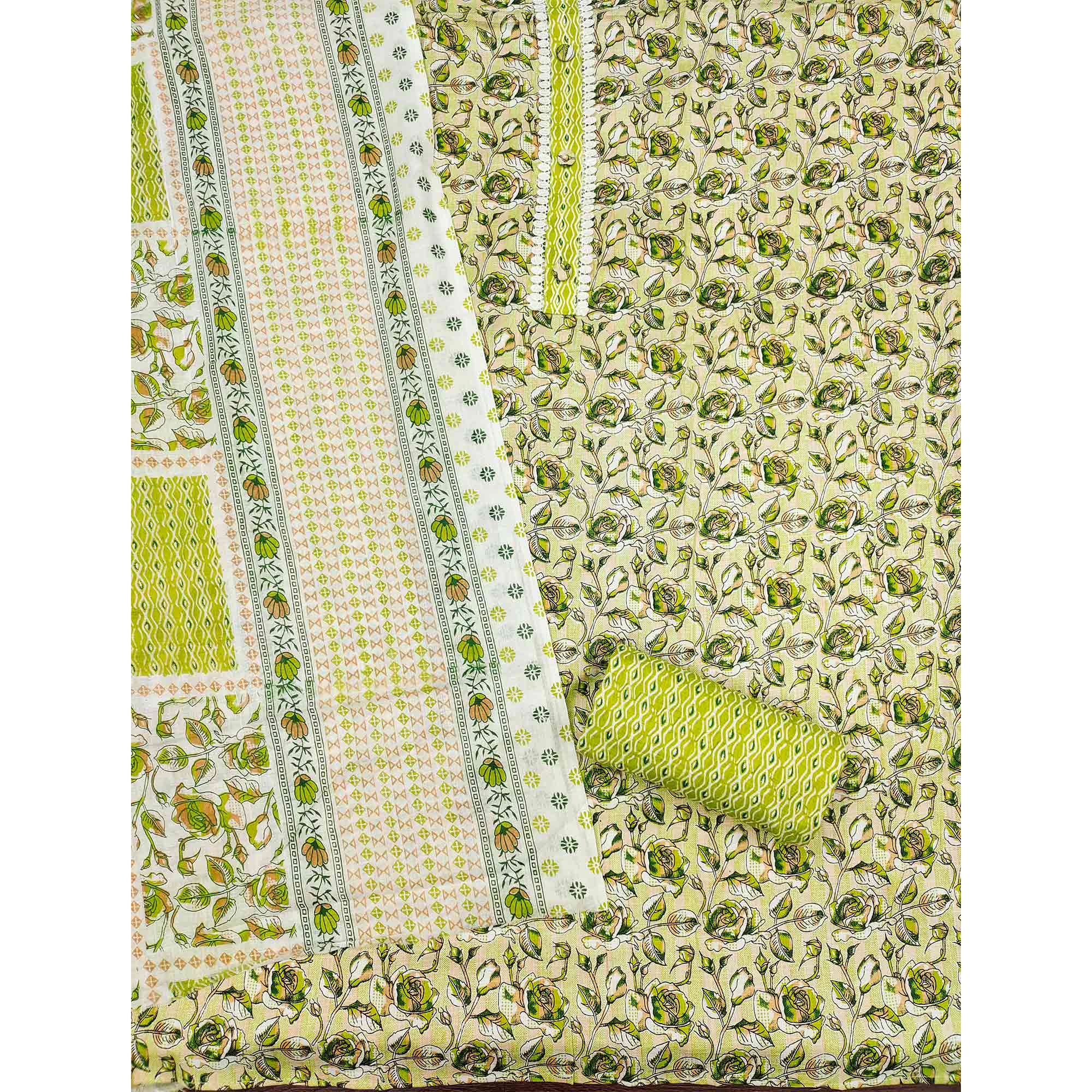BlackTree green-floral-printed-cotton-blend-dress-material-3 - view 4