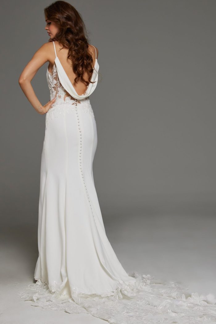 Jovani JB43322 Floral Lace Long Wedding Dress - view 2