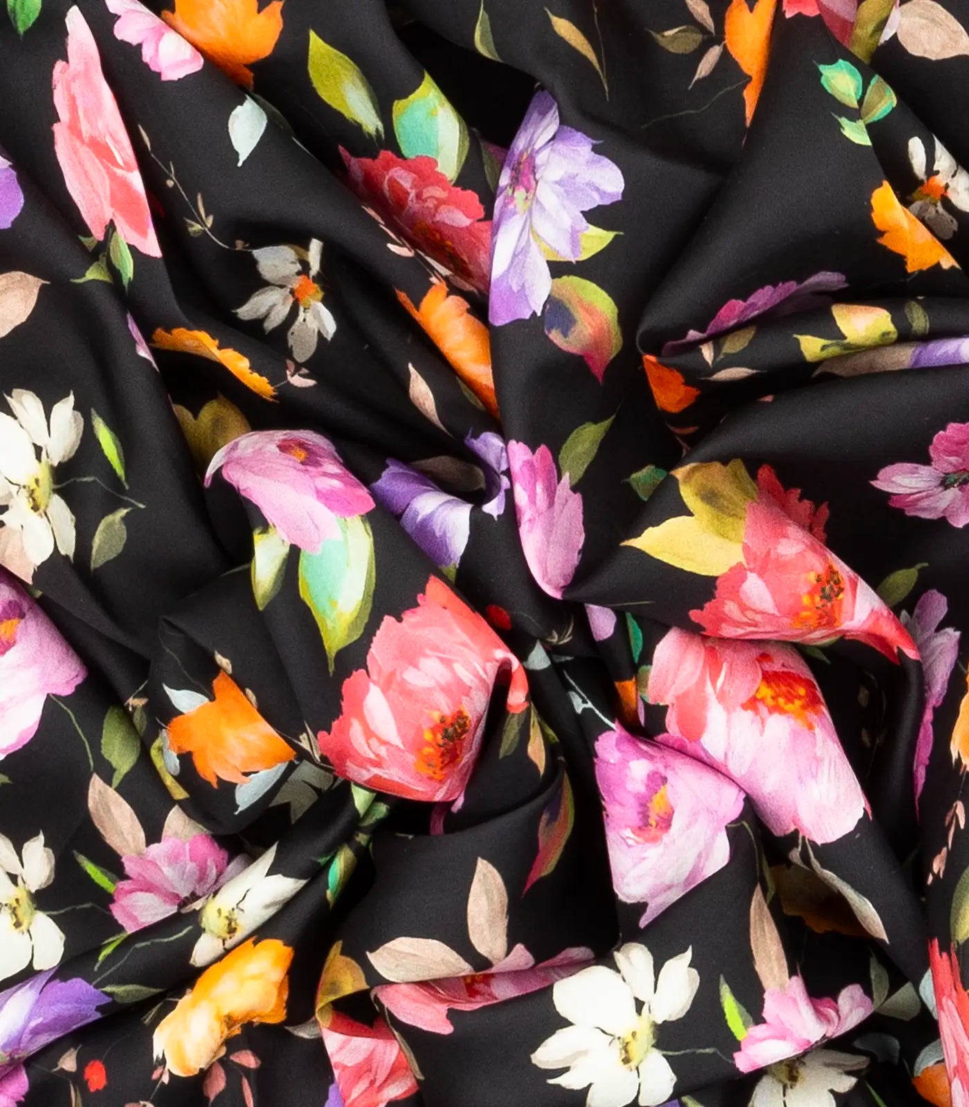 RmKV Black Handloom Kanchipuram Korvai Silk Saree Printed With Flower Motifs - view 3