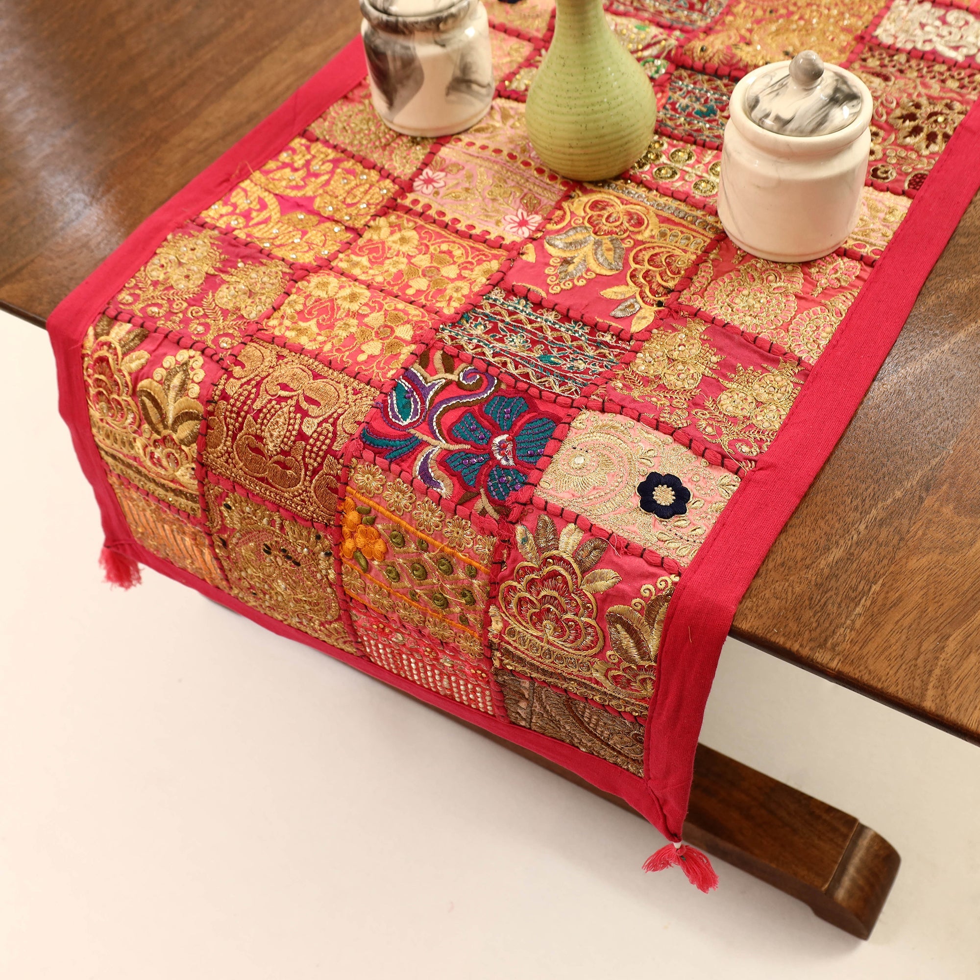 HAVELI CHRONICLES Khambadiya Patchwork Table Runner (71 x 17 in) 12 - view 2