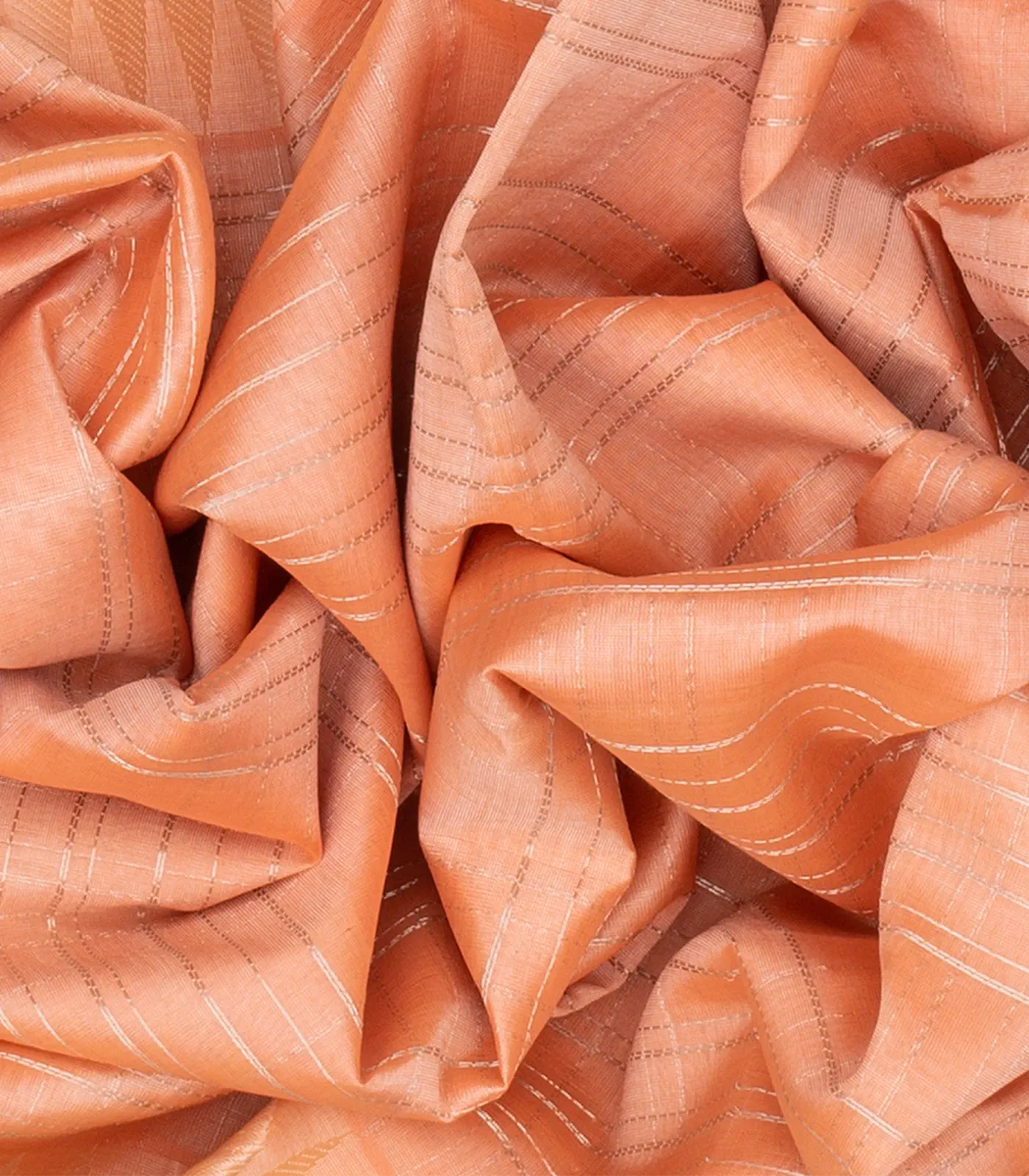 RmKV Light Peach Handloom Chirala Soft Silk Saree With Zari Checks-Light Peach - view 3