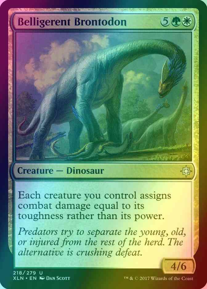 Belligerent brontodon 218 – Magic Belligerent Brontodon [218] [Ixalan] [Foil]