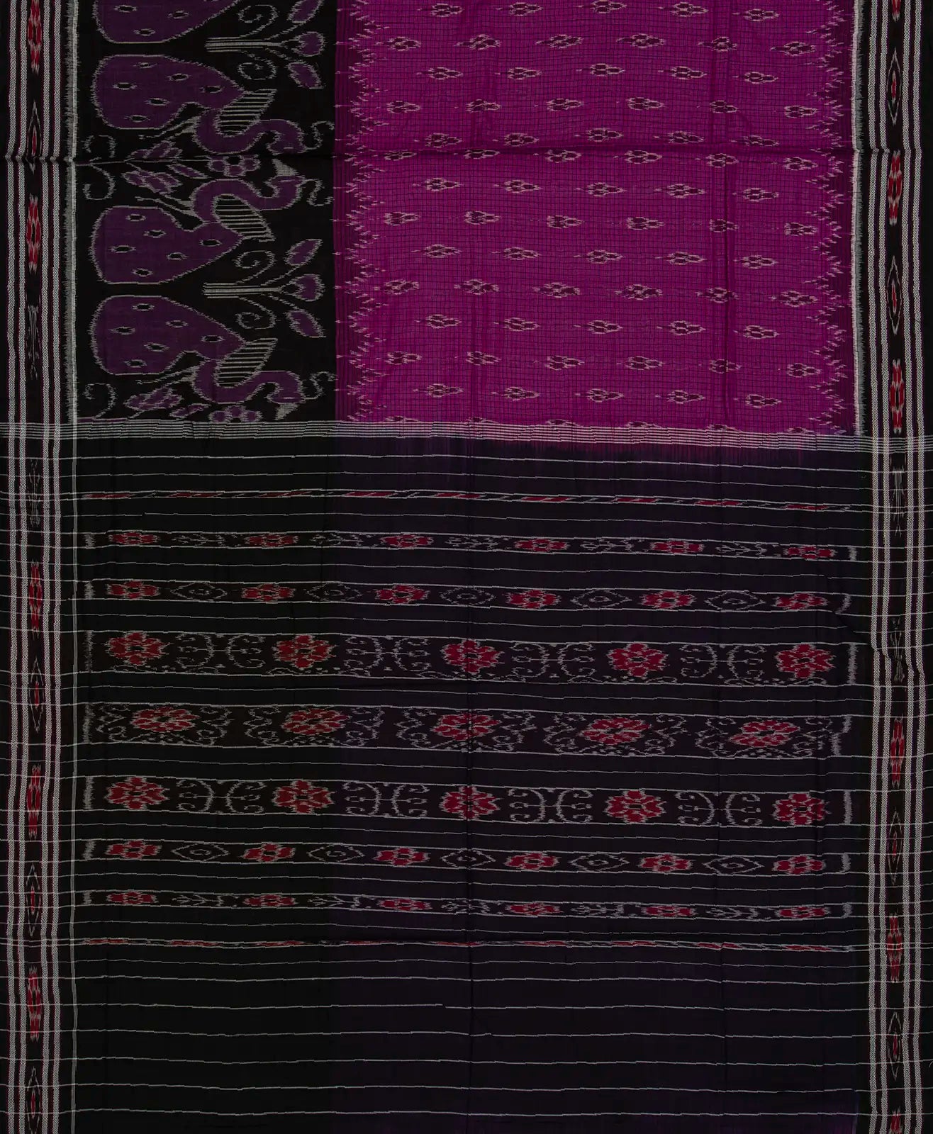 RmKV Magenta Handloom Orissa Cotton Saree With Black Border - view 2