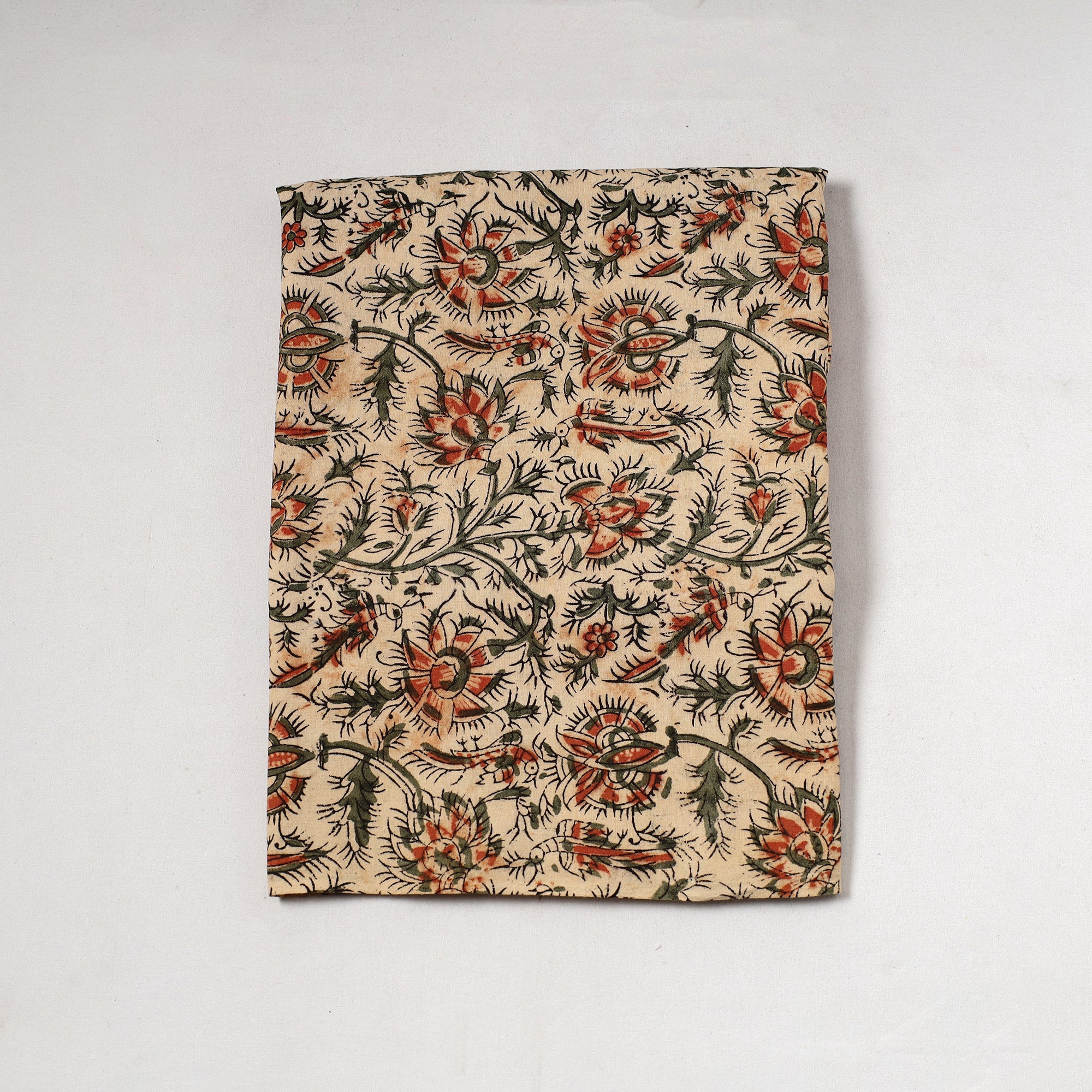 SOUTH KARGHA Beige - Kalamkari Block Printed Cotton Precut Fabric (1.2 meter) 72