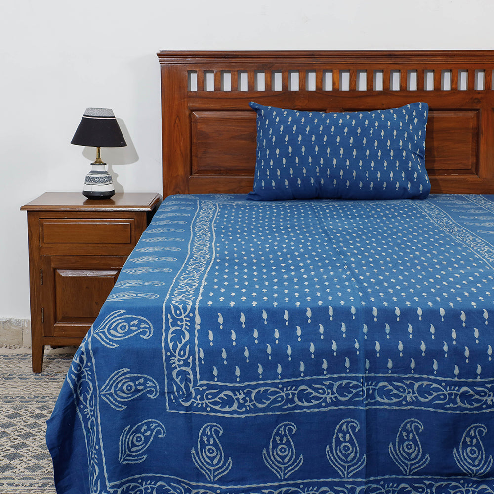 AHA VASTRA HANDLOOM Blue - Akola Block Printing Jhiri Pure Handloom Cotton Single Bedcover (94 x 59 in)