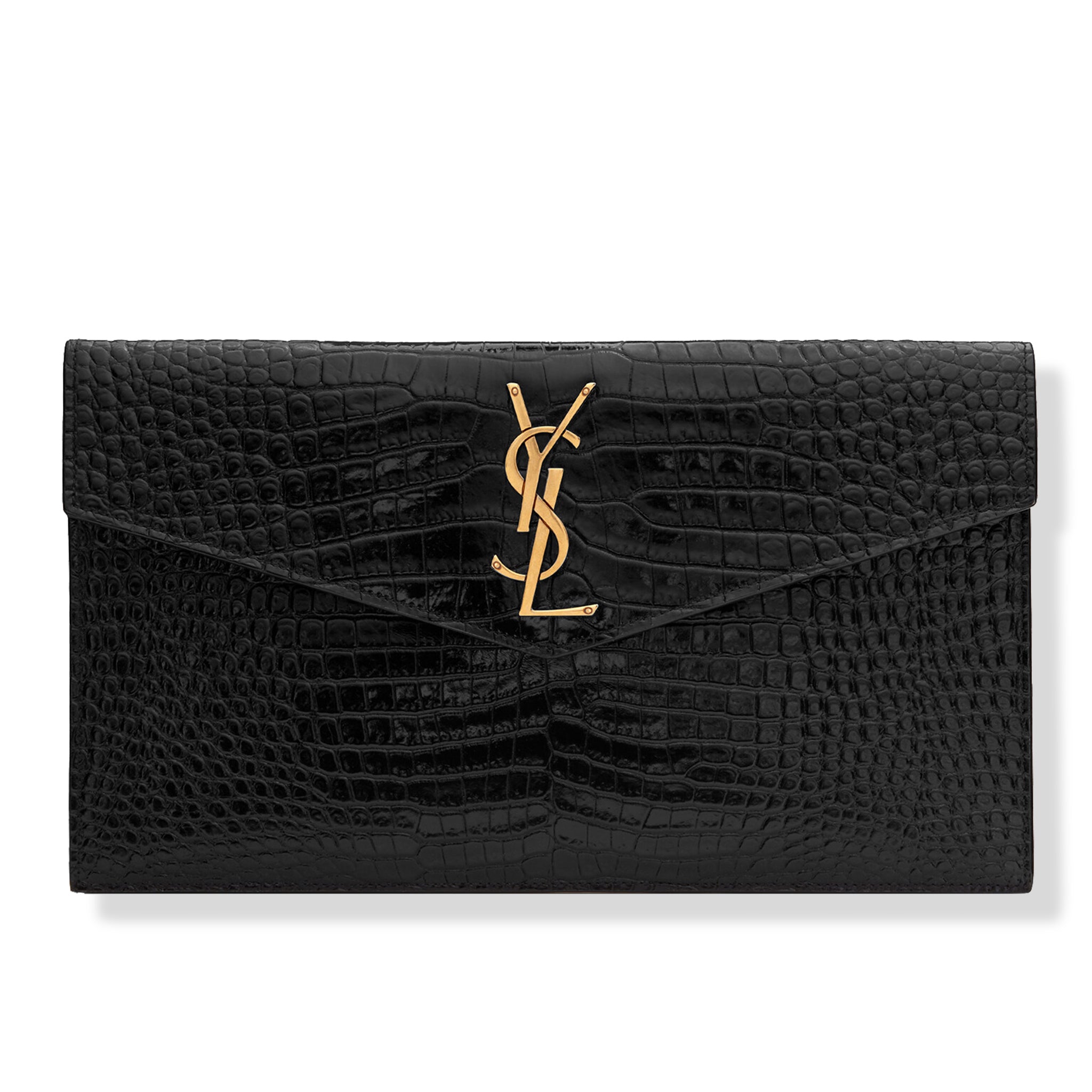 Saint Laurent Uptown Crocodile Embossed Pouch