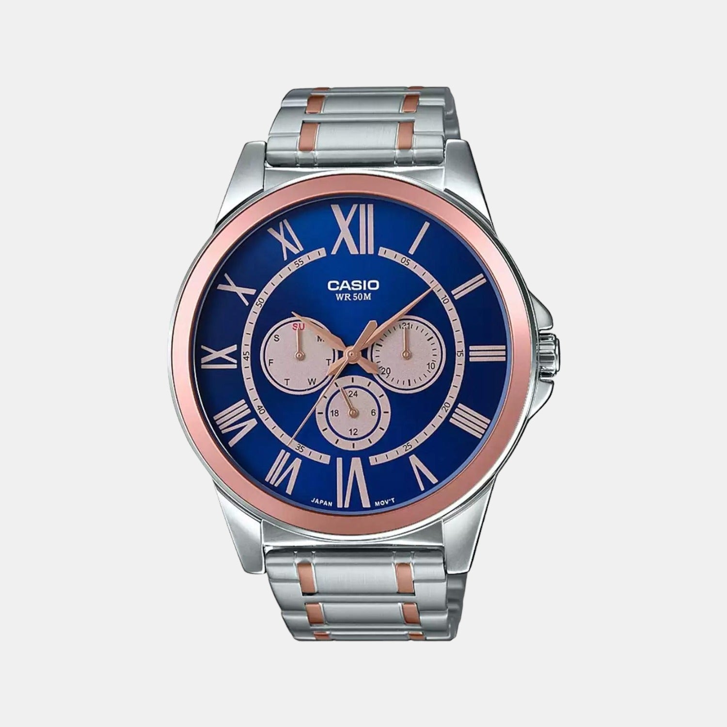 Casio Enticer Men Quartz Blue Dial Chronograph Stainless Steel Watch A1524