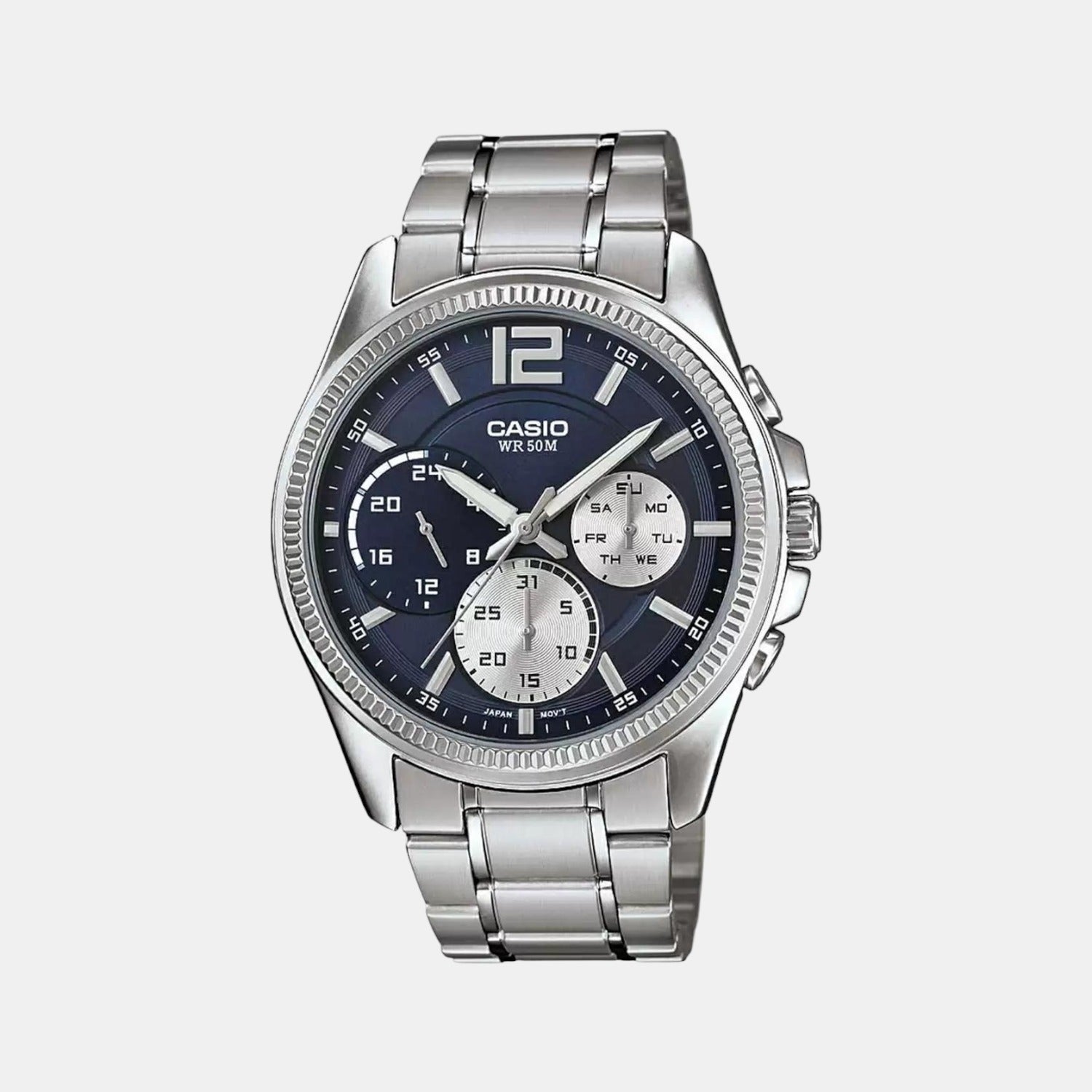 Casio Enticer Men Quartz Blue Dial Chronograph Stainless Steel Watch A1660