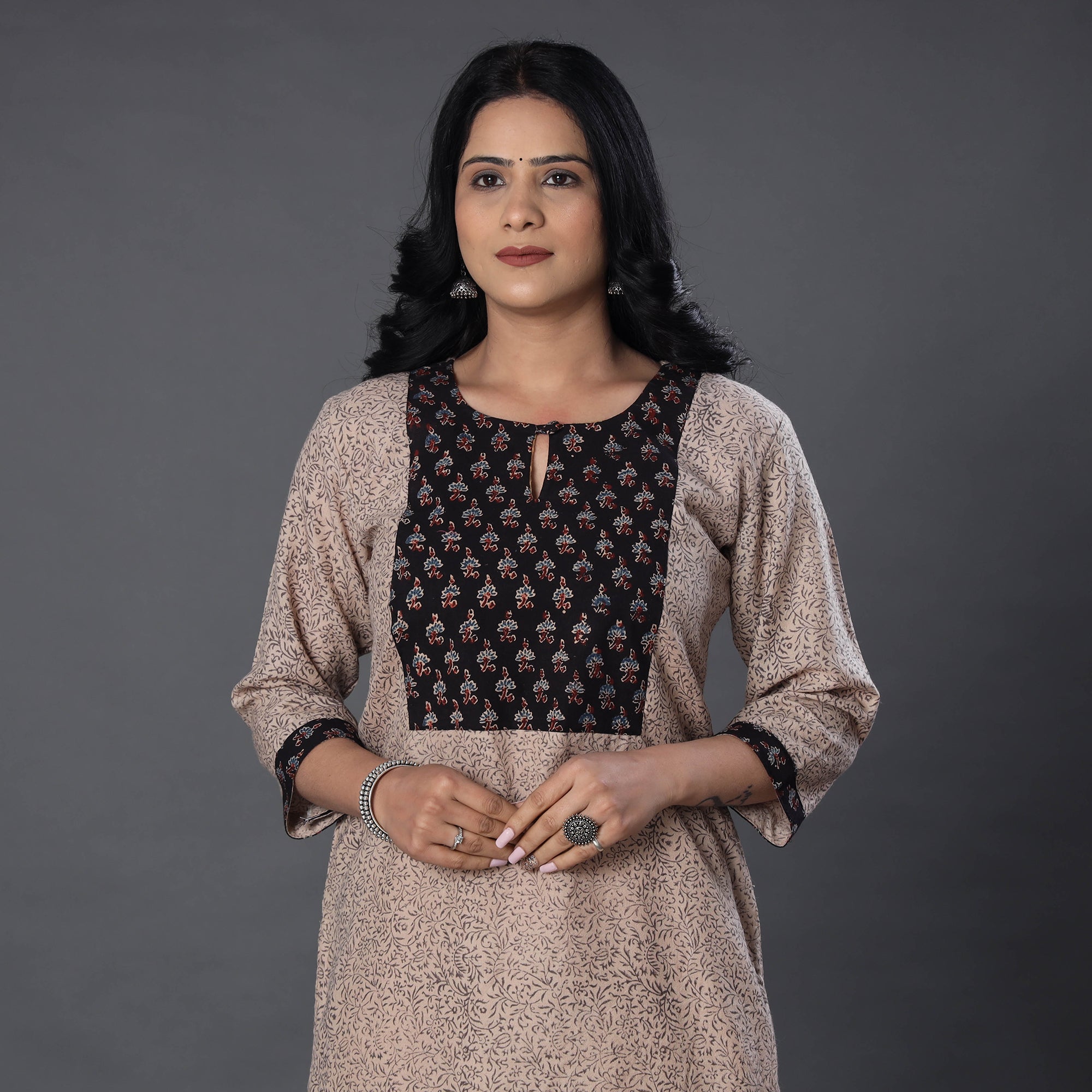 ITOKRI CASUALS Beige - Handwoven Wool Pedana Kalamkari Print Kurta