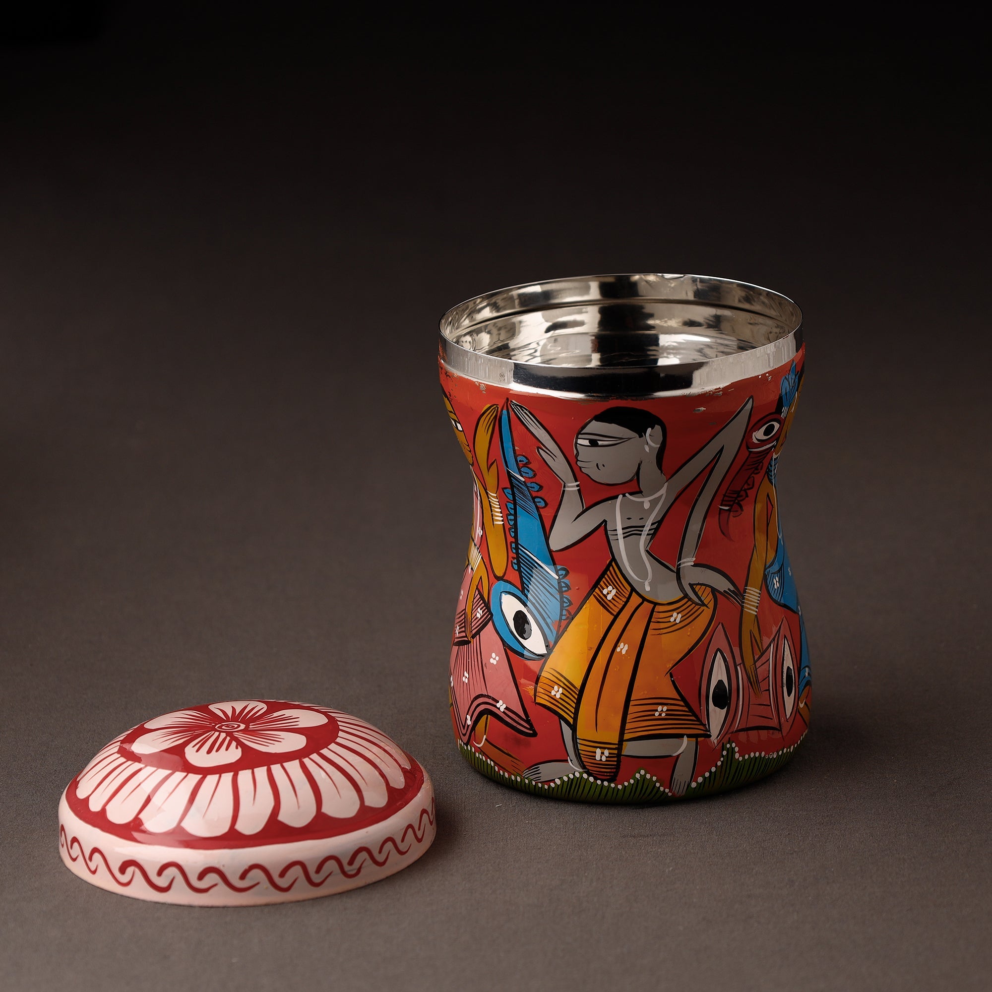 AAYAAS Bengal Patua Handpainted Stainless Steel Multi Utility Container - view 2