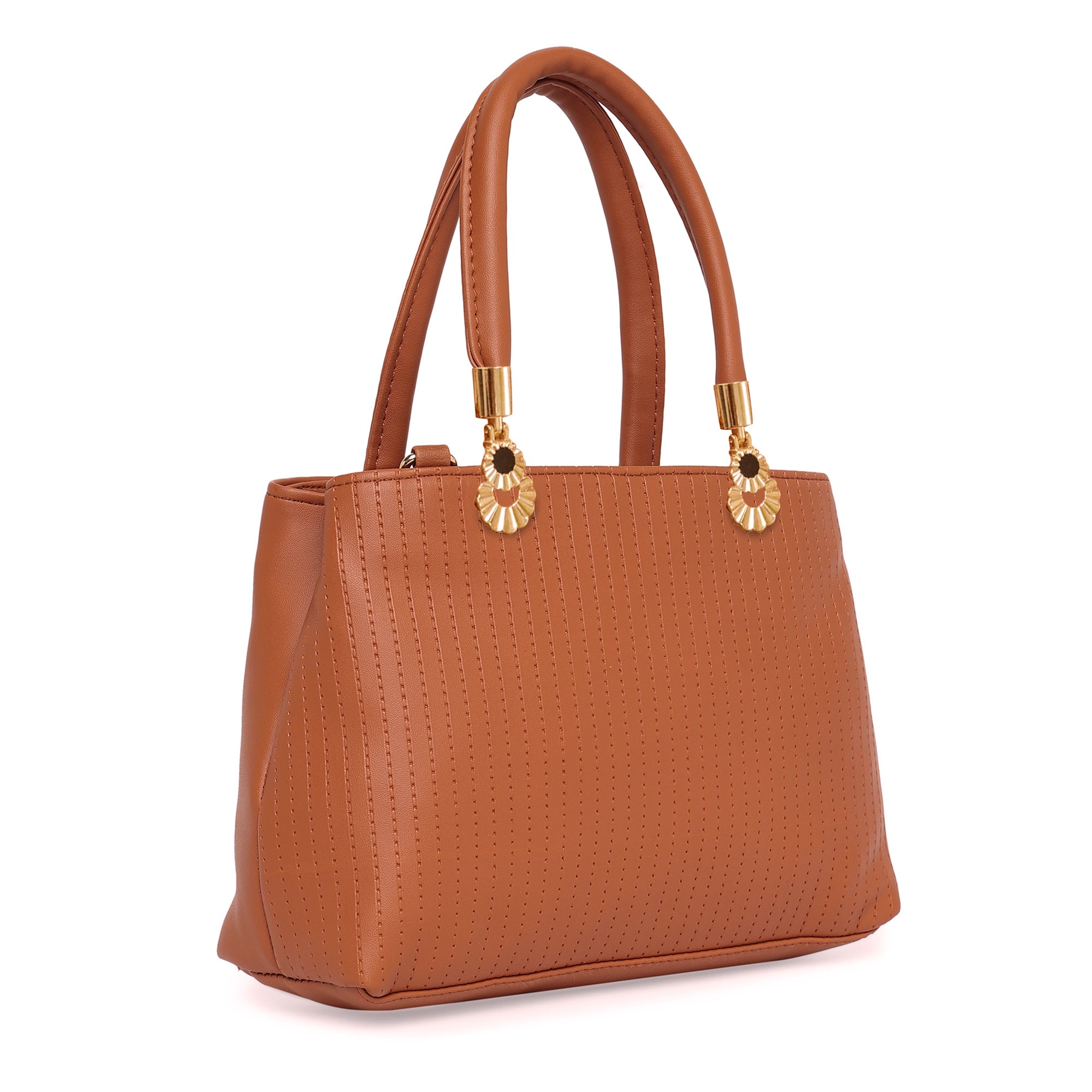 Peachmode Seller Brown Women Vegan Leather Handbag With Belt - view 2