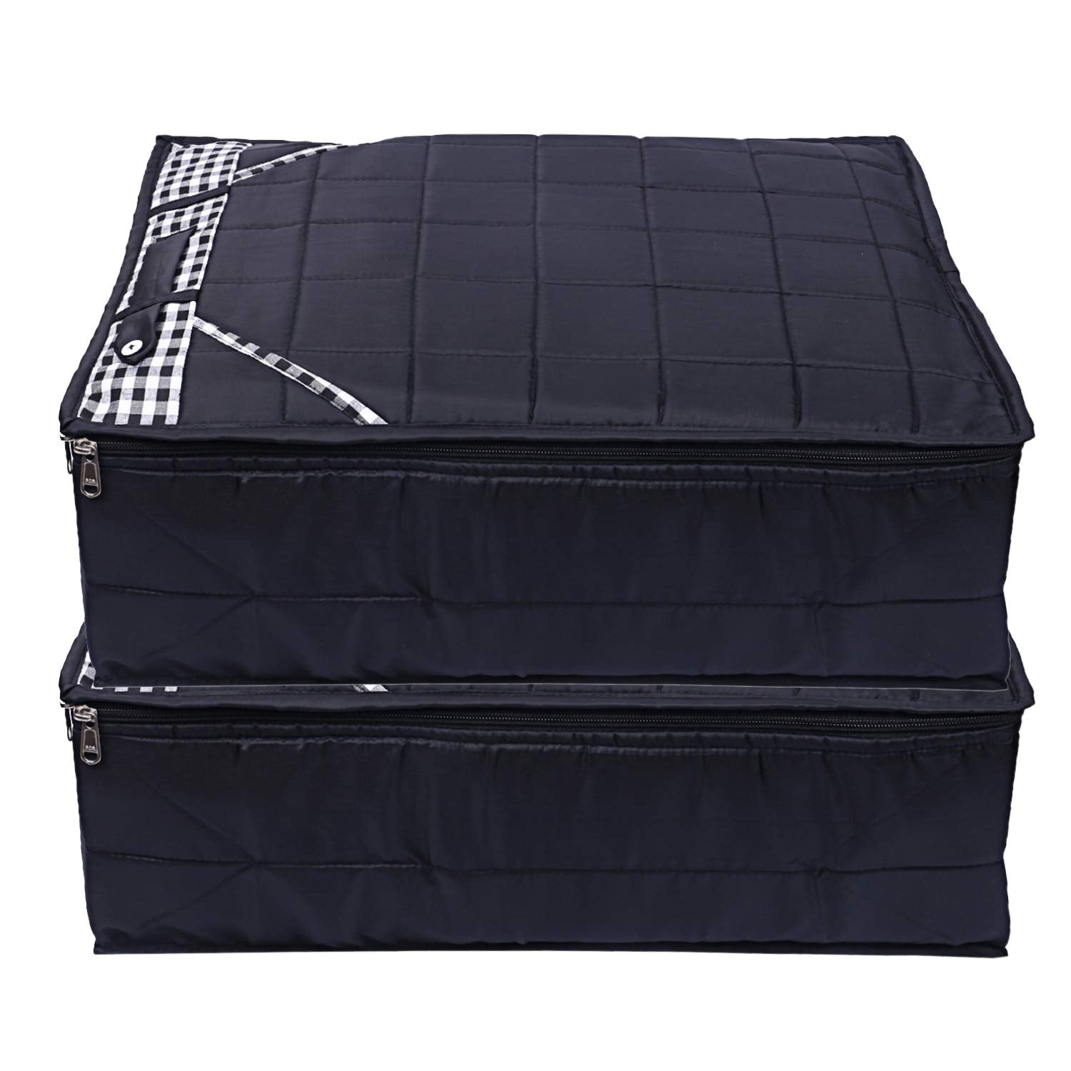 Kuber Industries Parachute Waterproof 2 Pieces Trouser Cover Quilted/Wardrobe Organizer (Black) - CTKTC23219