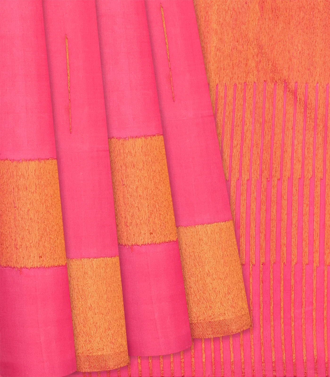 RmKV Dark Peach Handloom Kanchipuram Silk Saree With Raindrop Buttas-Dark Peach