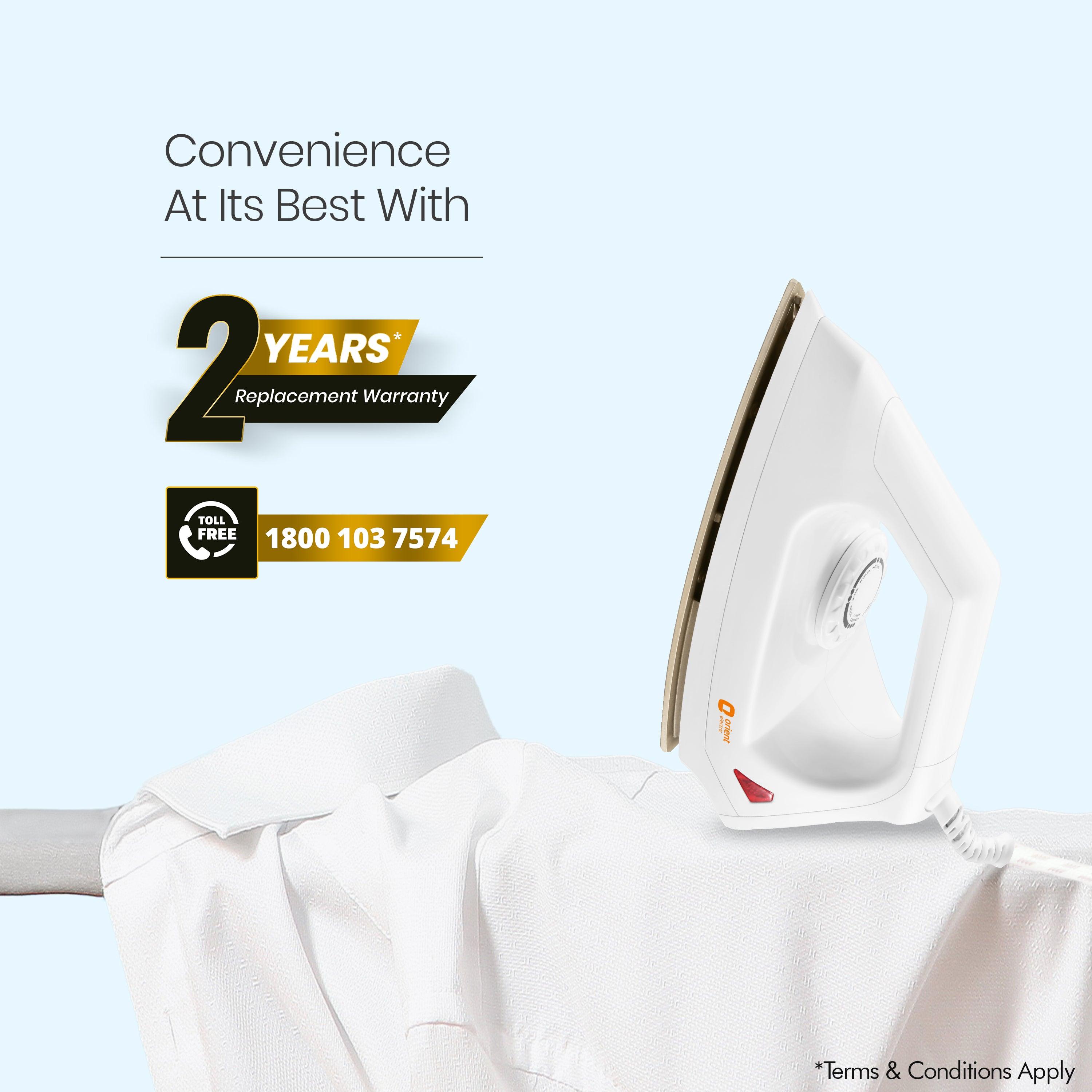 orientelectric Fabrismooth Non-Stick Dry Iron (White) - view 5
