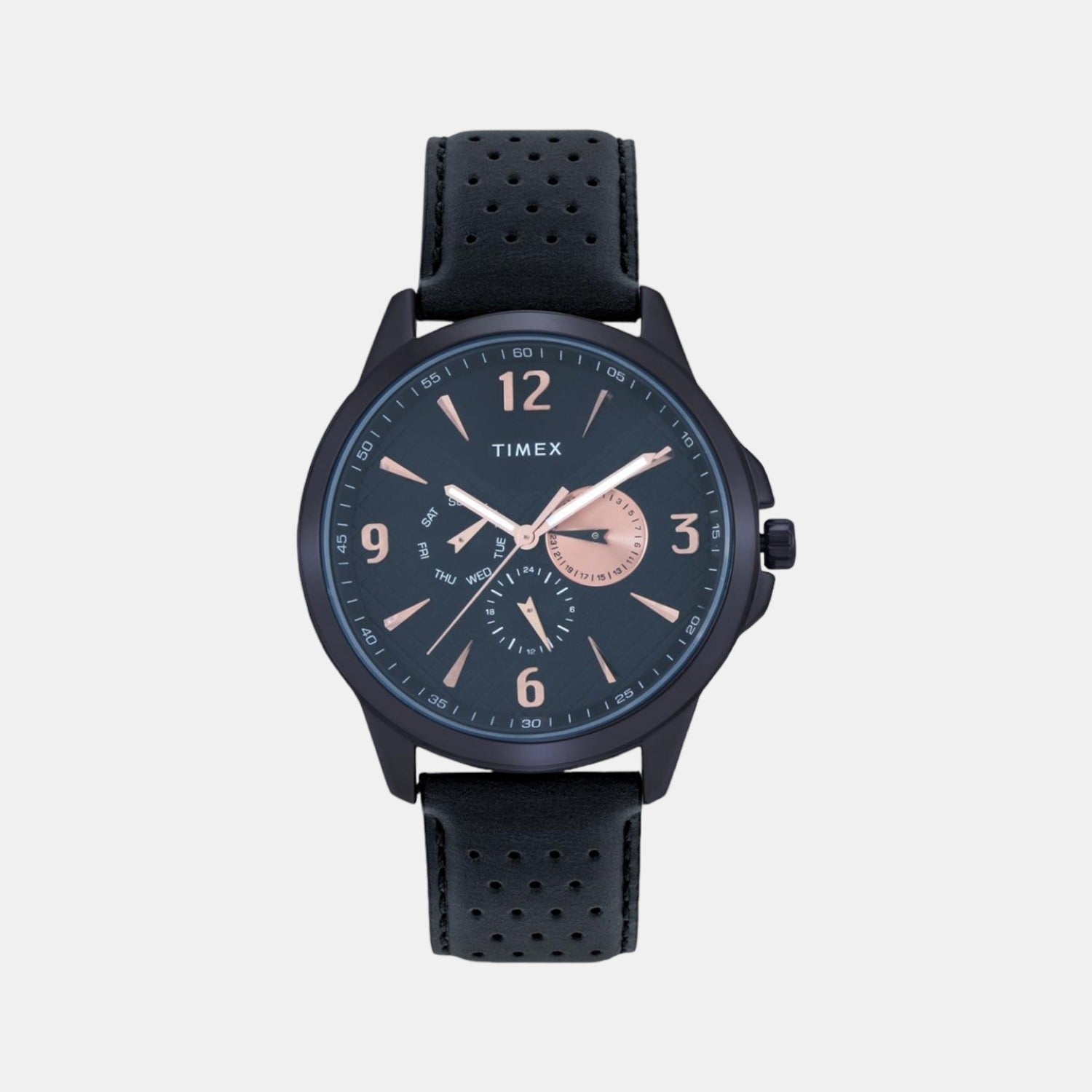 Timex Fashion Men Quartz Black Dial Chronograph Leather Watch TWEG16517