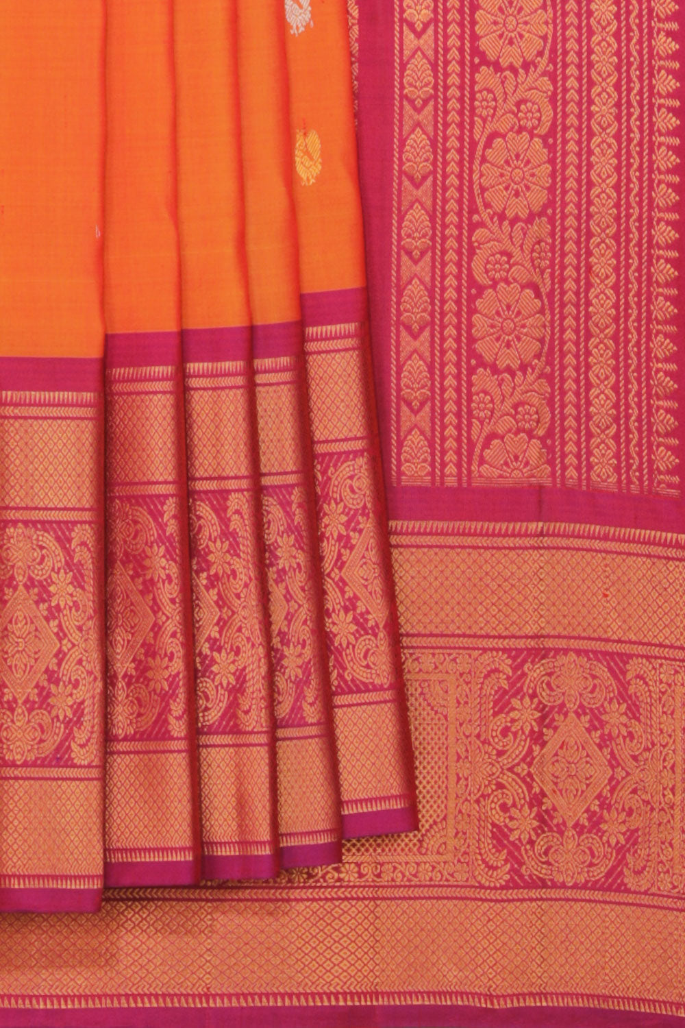 Kalanjali Gadwal Orange Saree – Women's