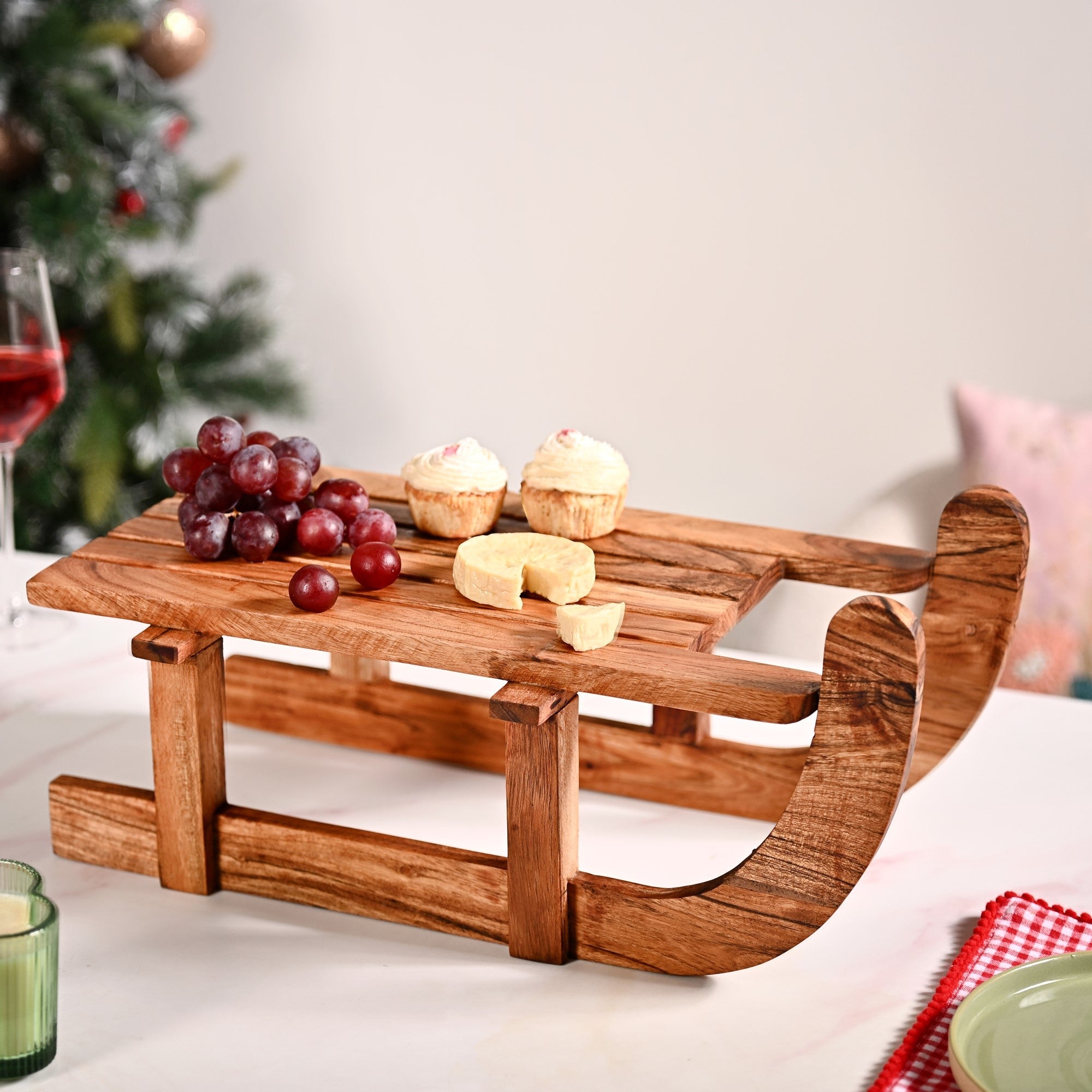 Nestasia Sledge Acacia Wood Serving Platter Riser