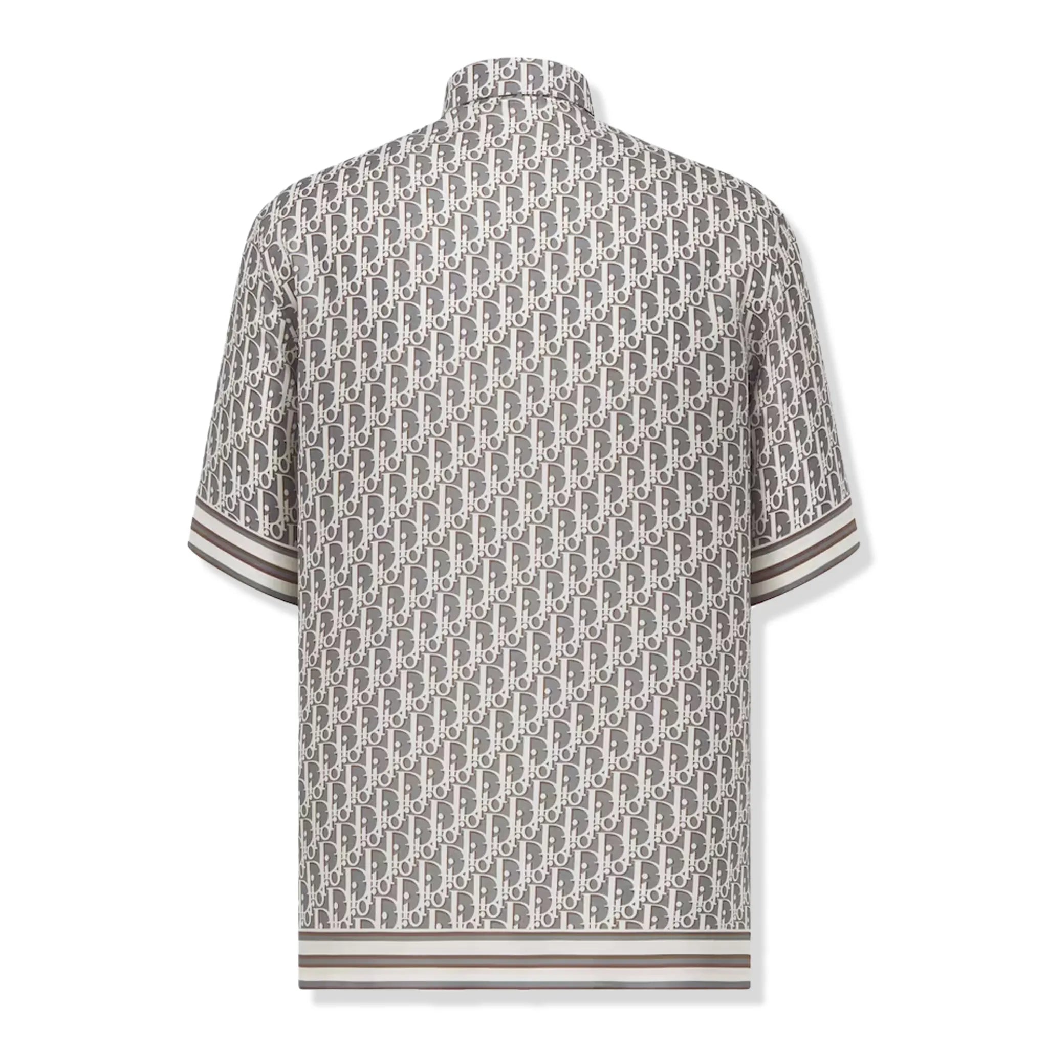 Dior Oblique Short Sleeved Grey Silk Twill Shirt - view 2