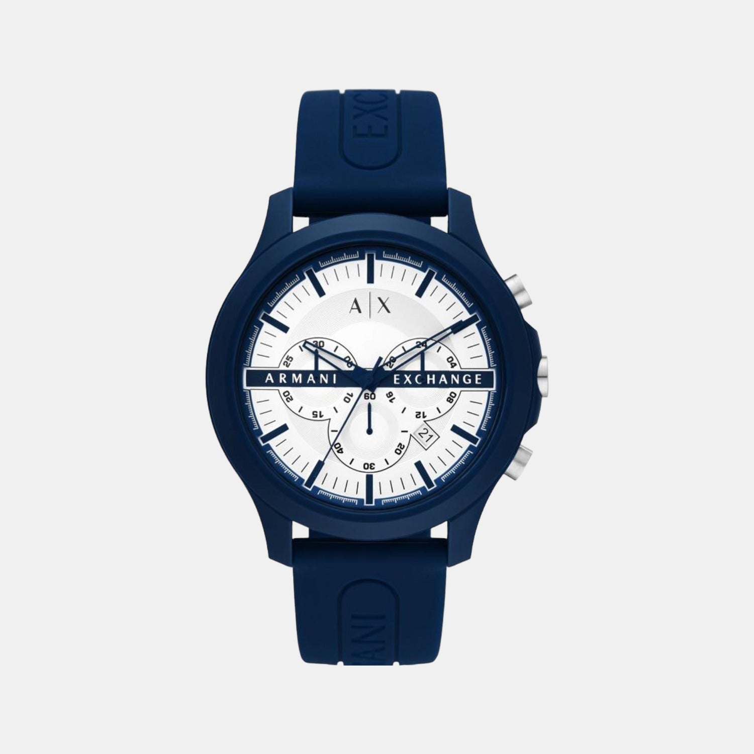 Armani Exchange Hampton Men Quartz White Dial Chronograph Silicone Watch AX2437