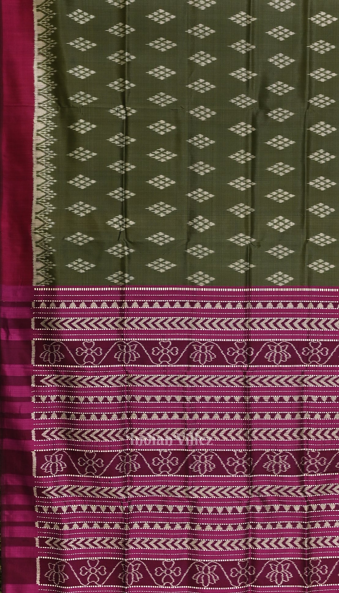 IndianVillèz Sage Green with Wine Jhoti Theme Contemporary Designer Silk Saree - view 3