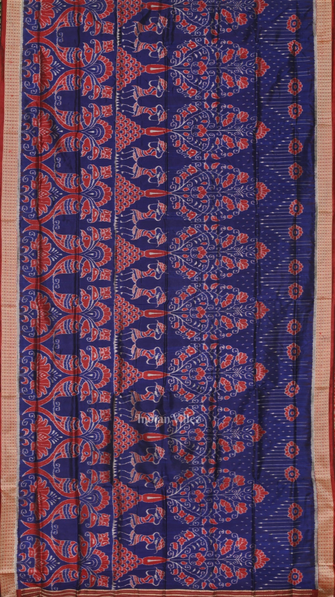 IndianVillèz Blue Floral Motif Odisha Ikat Sambalpuri Silk Saree - view 4