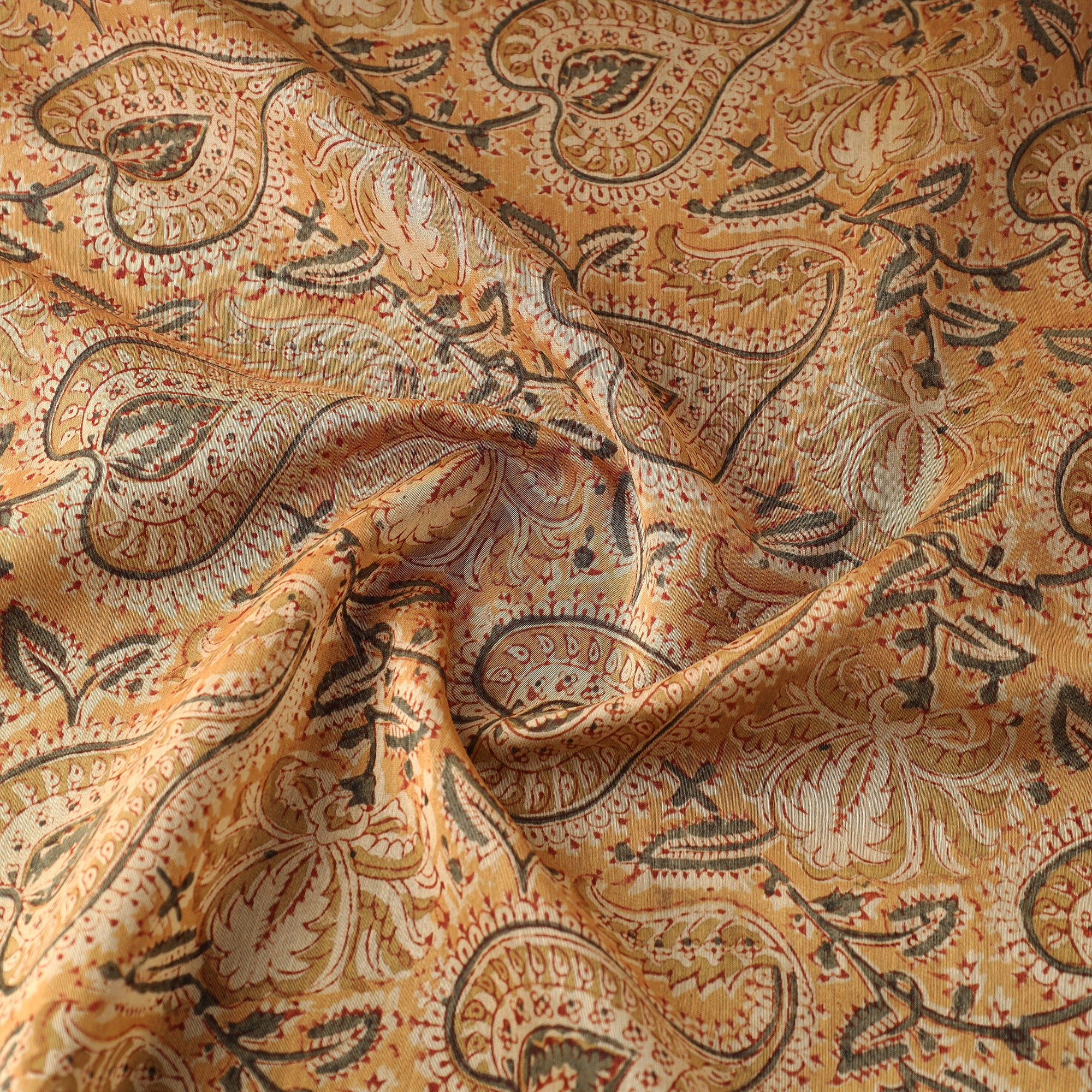 PITCHUKA SRINIVAS KALAMKARI PEDANA Brown - Pedana Kalamkari Block Printed Chanderi Silk Fabric - view 3