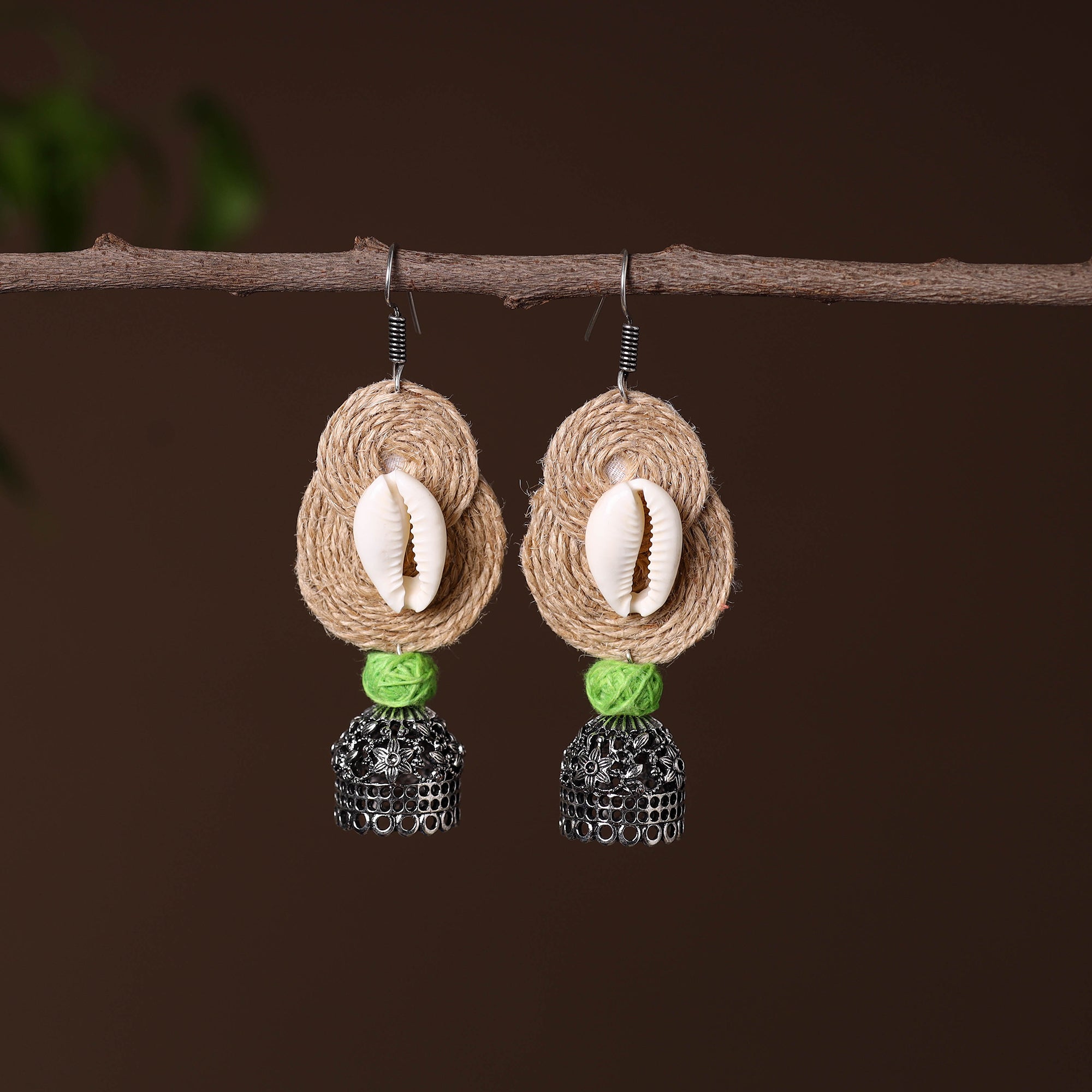 JALPARI Anaisha German Silver Jute Jhumki Earrings
