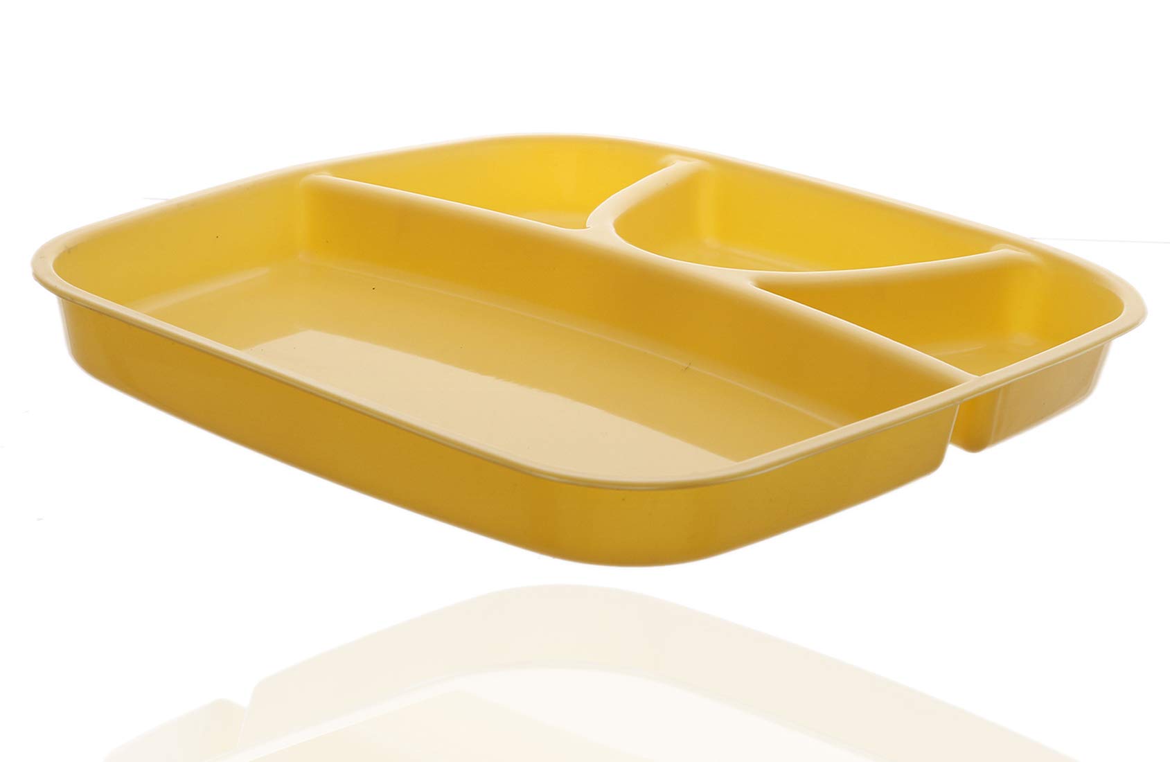 Kuber Industries 4 Pieces Microwave Safe Plastic Food Plate with Partitions (Pink & Yellow) - CTKTC37563,Standard - view 2