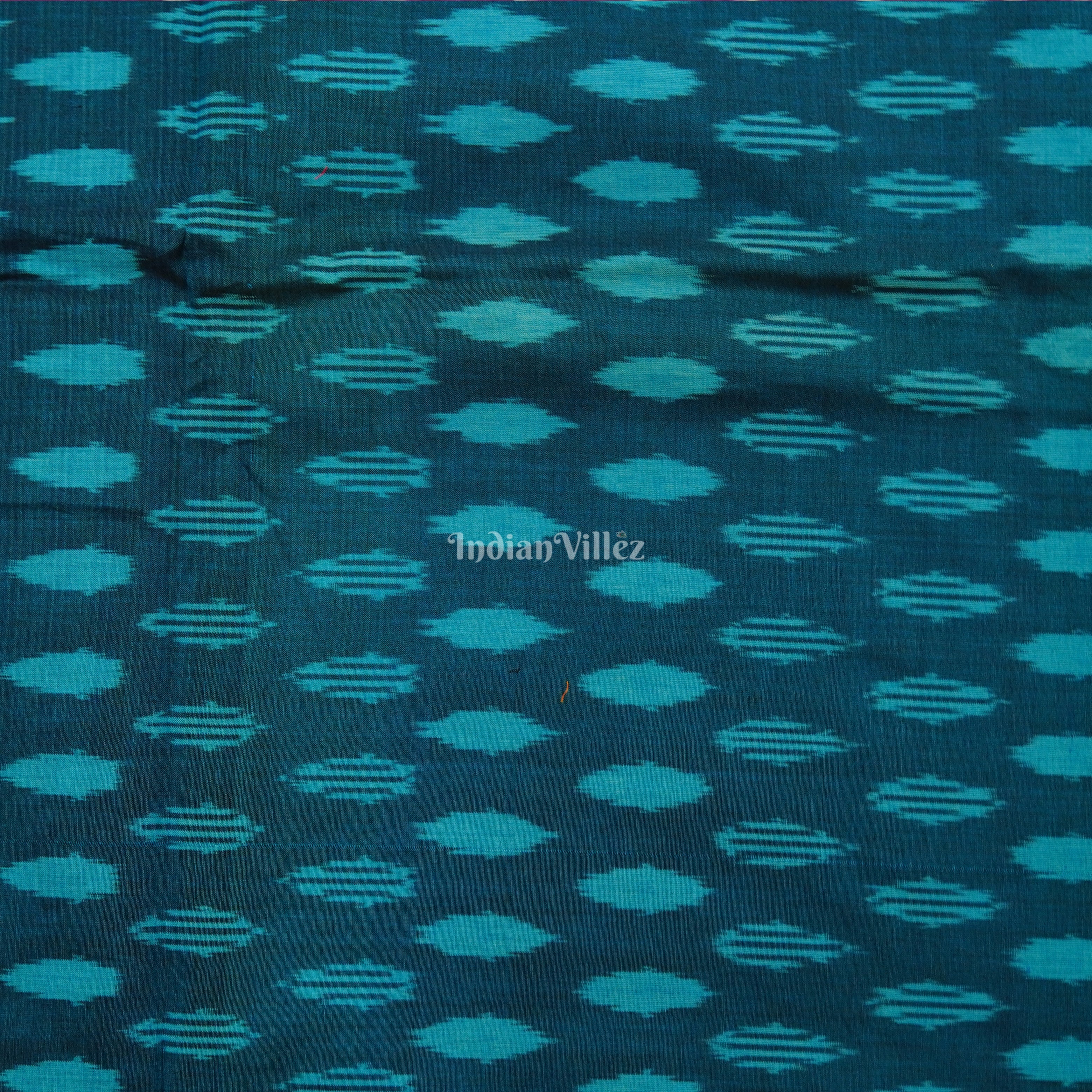 IndianVillèz Blue Handwoven Pochampally Ikat Cotton Fabric - view 2