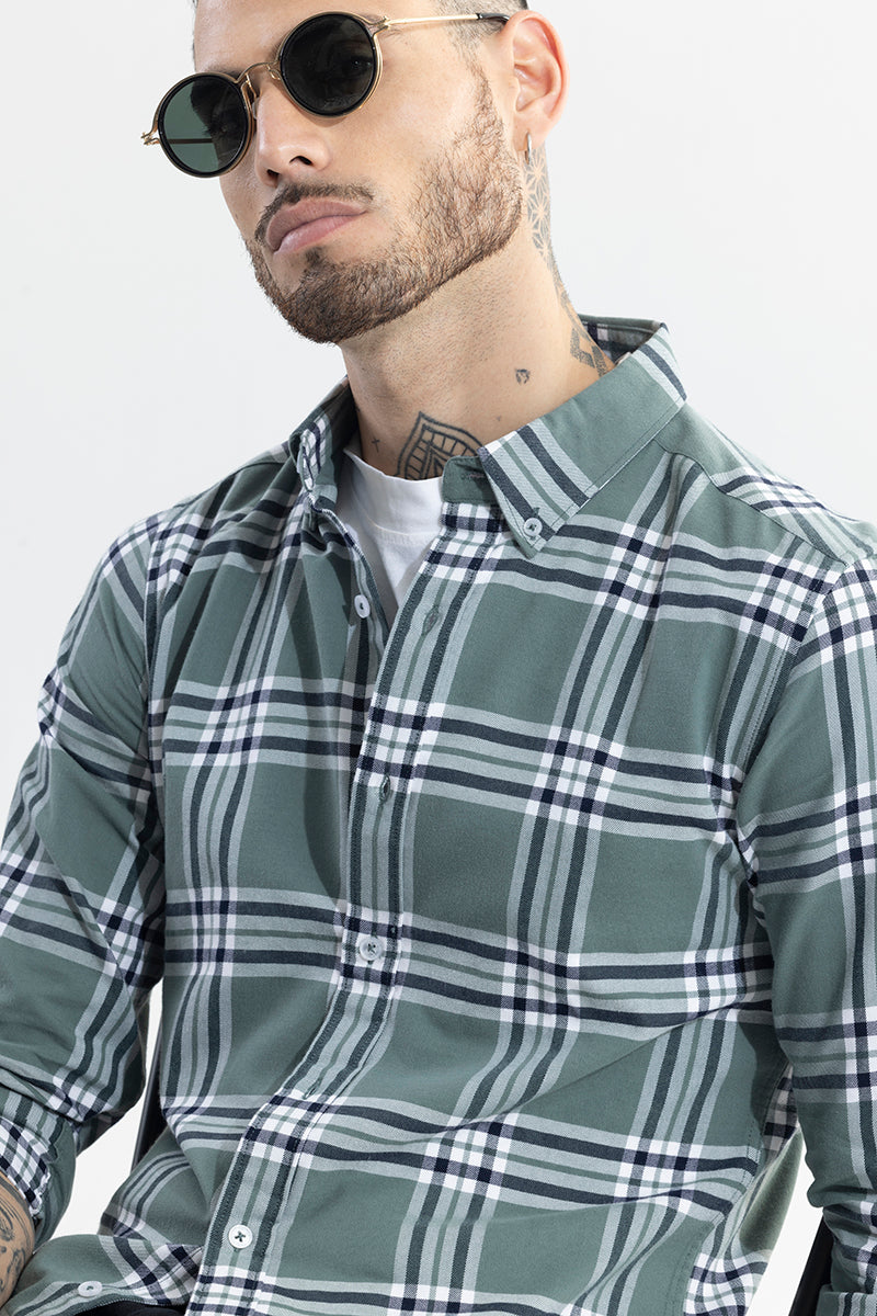 SNITCH Boldsquare Sage Green Checks Shirt - view 4