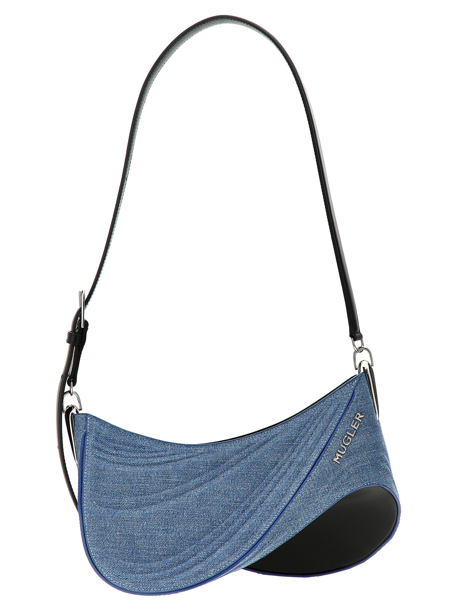 Mugler Medium Denim Spiral Curve 01 Shoulder Bag