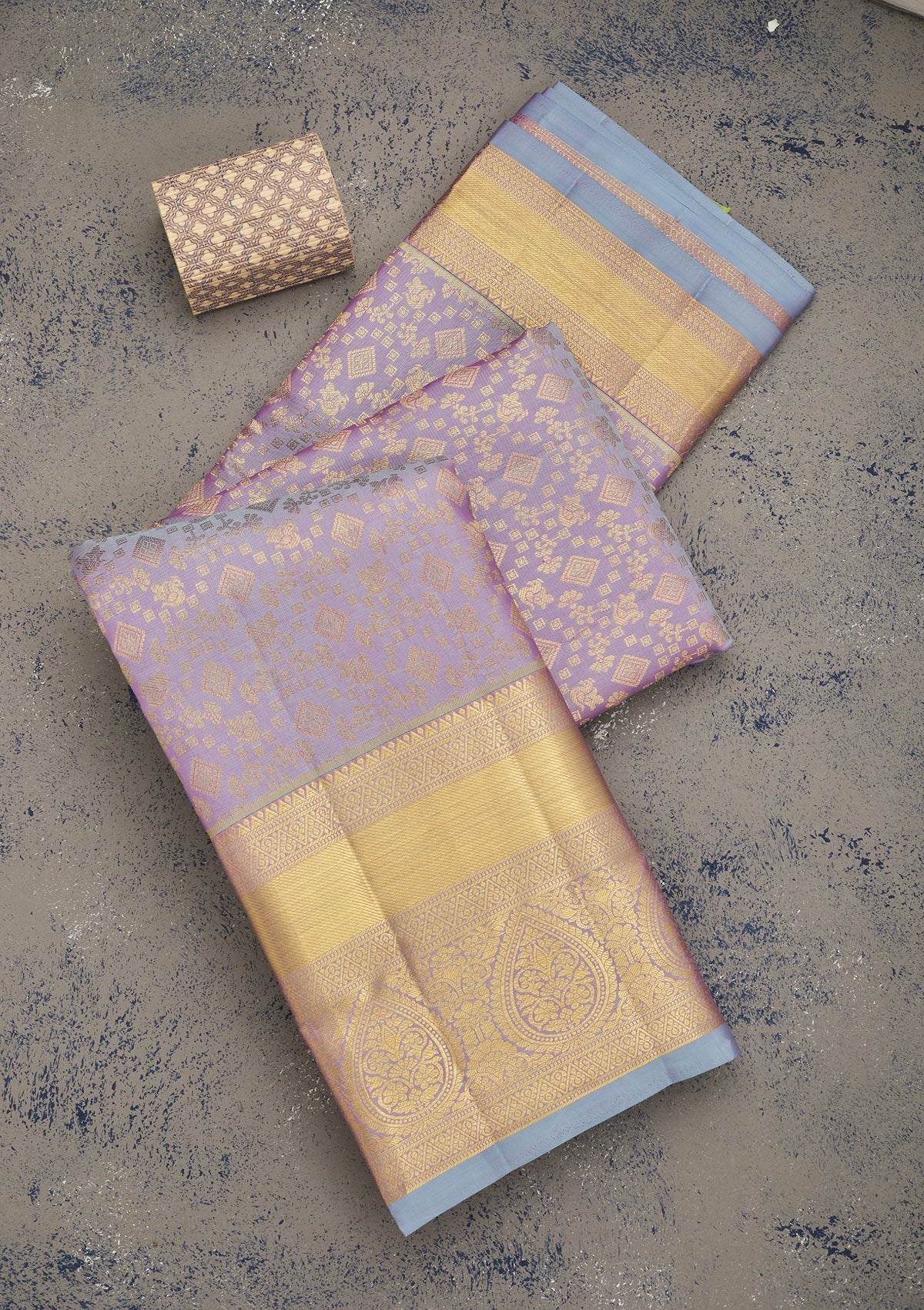Koskii Lavender Zariwork Pure Silk Saree – Women's