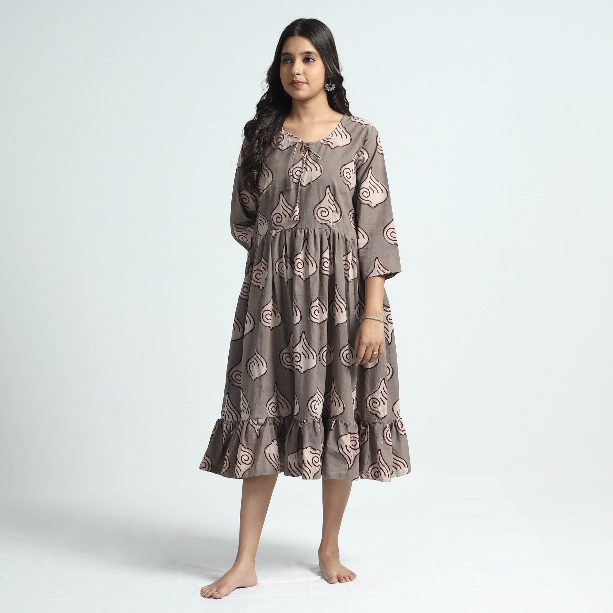 ITOKRI CASUALS Brown - Bindaas Art Block Printed Cotton Dress - view 2