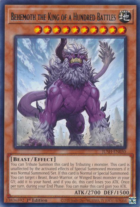 Yu-Gi-Oh! Behemoth the King of a Hundred Battles - JUSH-EN050 - Rare - 1st Edition