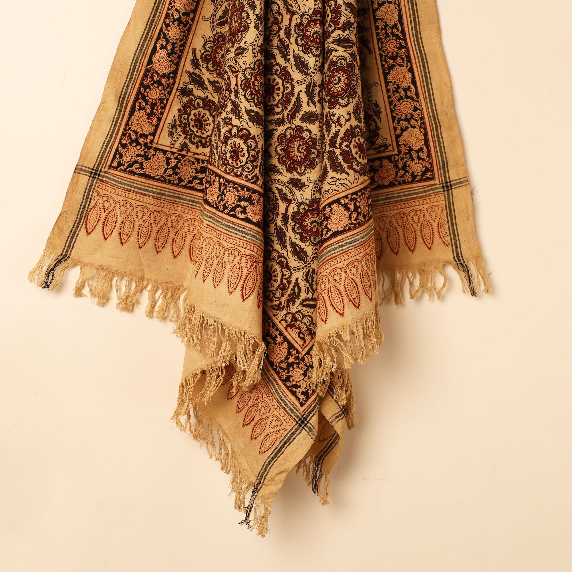 PITCHUKA SRINIVAS KALAMKARI PEDANA Beige - Handloom Cotton Block Printed Pedana Kalamkari Towel 09 - view 2