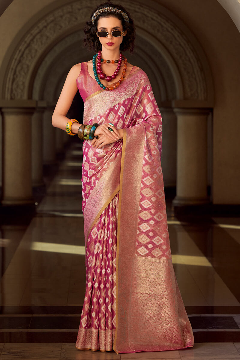 Rajpath Ravishing Purple Soft Banarasi Tissue Silk Saree With Groovy Blouse Piece