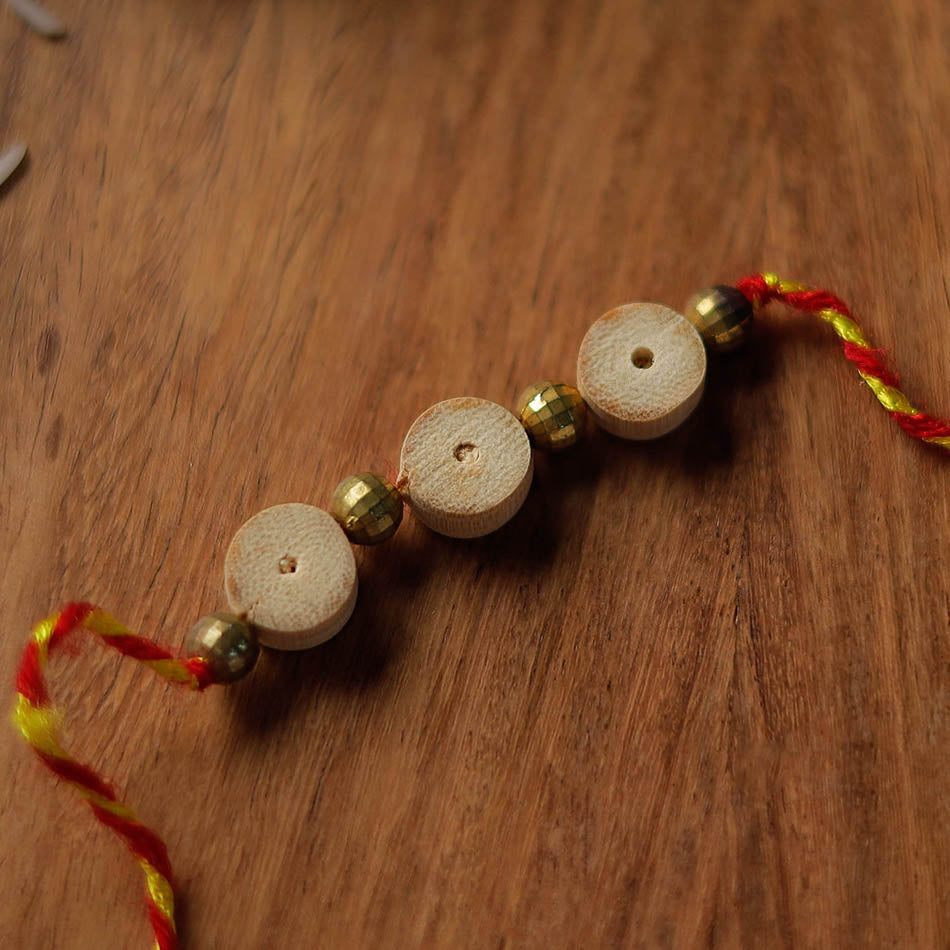 3 Buttons - Handmade Bamboo Craft Beadwork Rakhi by Baansuli 30 - view 2
