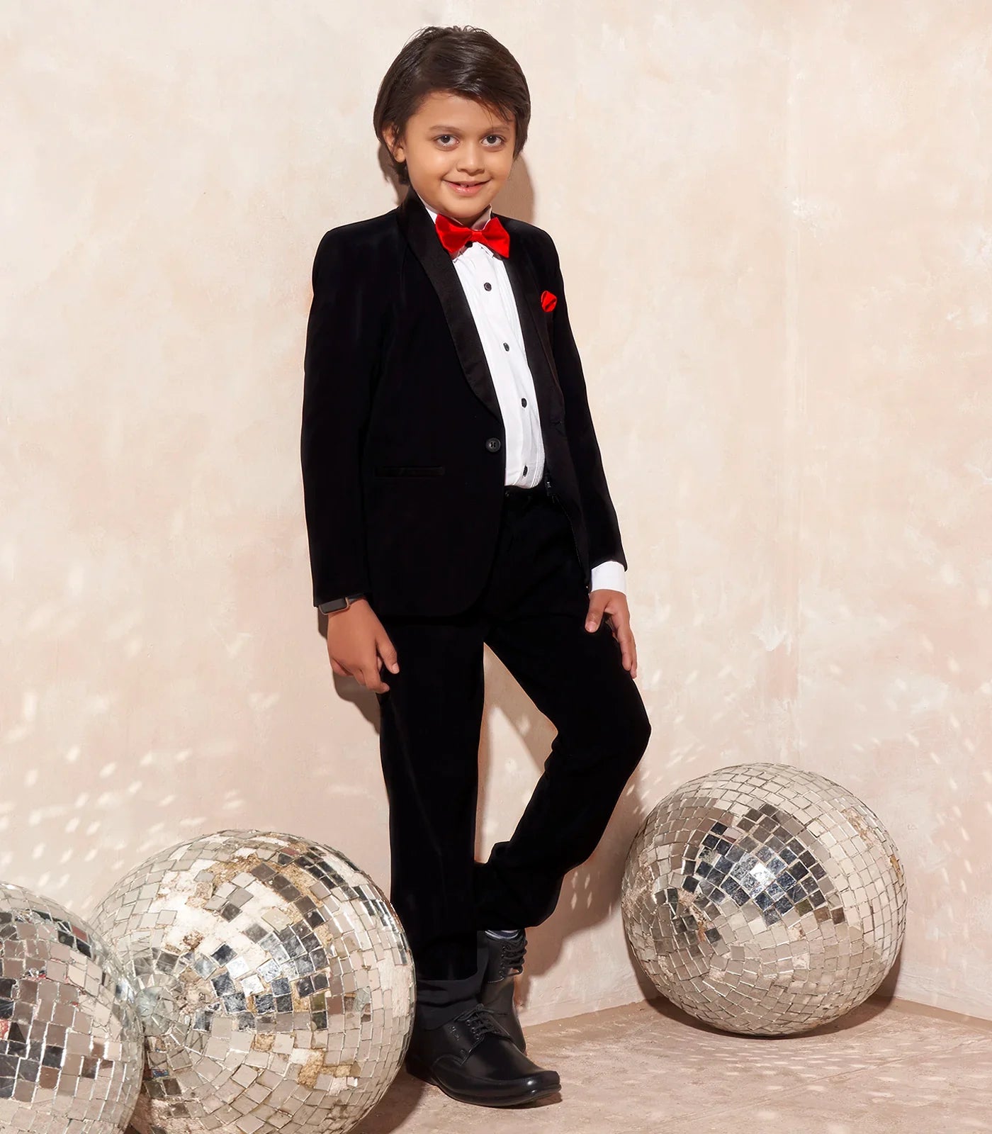 RmKV Classic Black kids party wear suit -Black - view 2