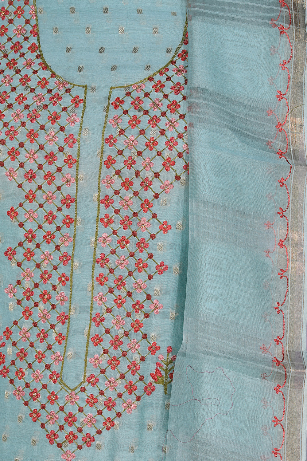 Kalanjali Cotton Silk Unstitched Suit With Dupatta (3 Pcs Set) - view 2
