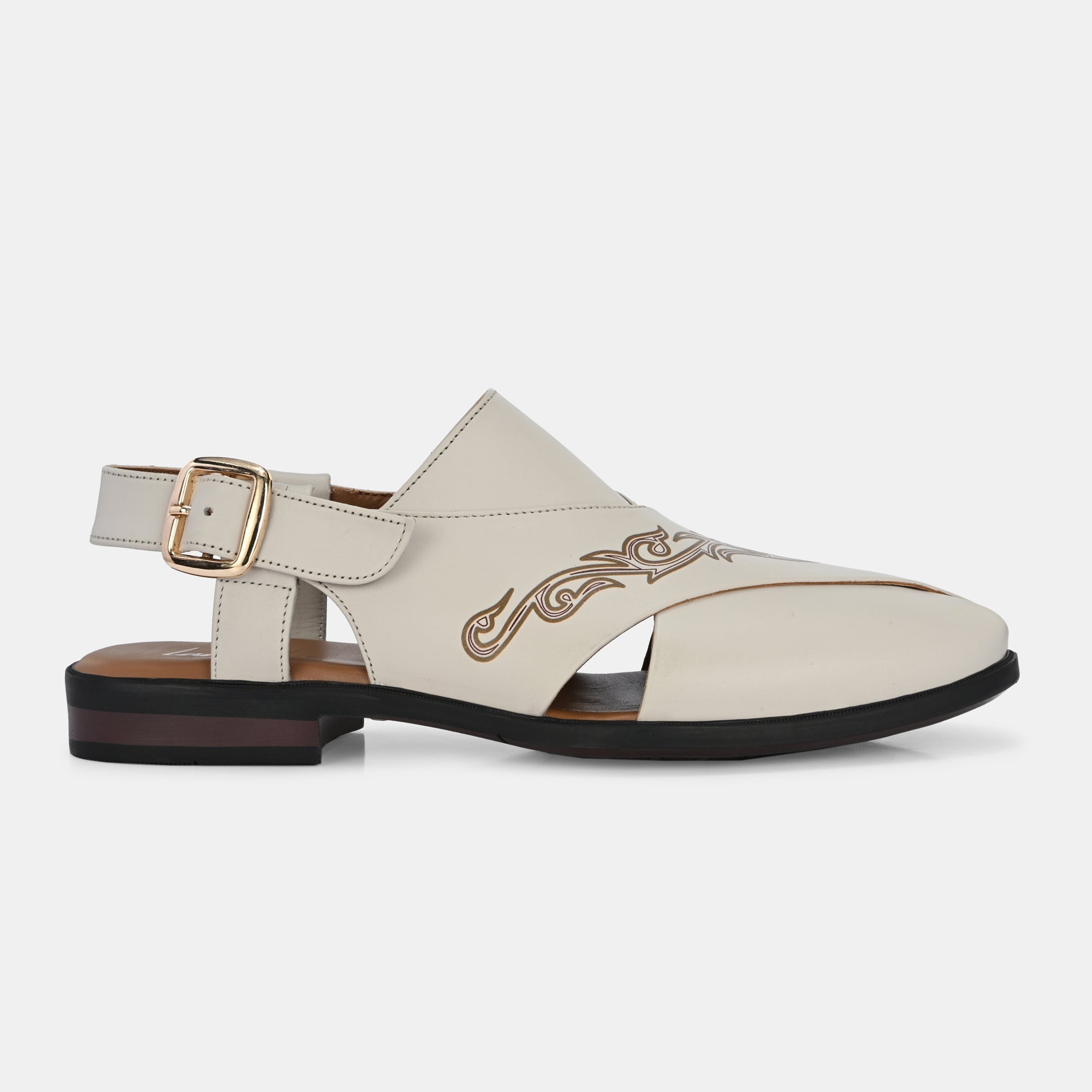 Handpainted Peshawari Sandals by Lafattio – White - view 3