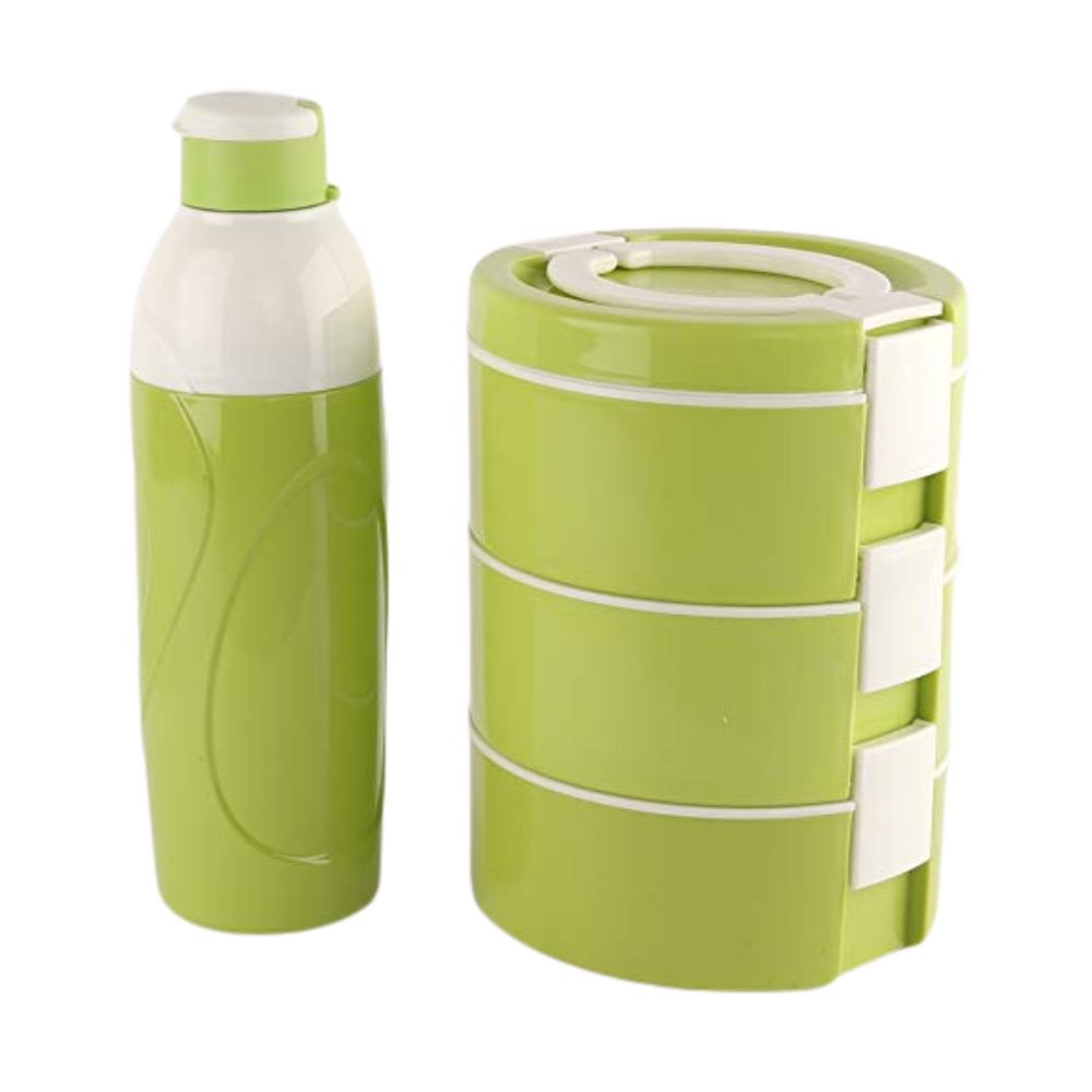 Milton Cello Decker Set of Stainless Steel Lunch Box | Green | Set of 2 Piece