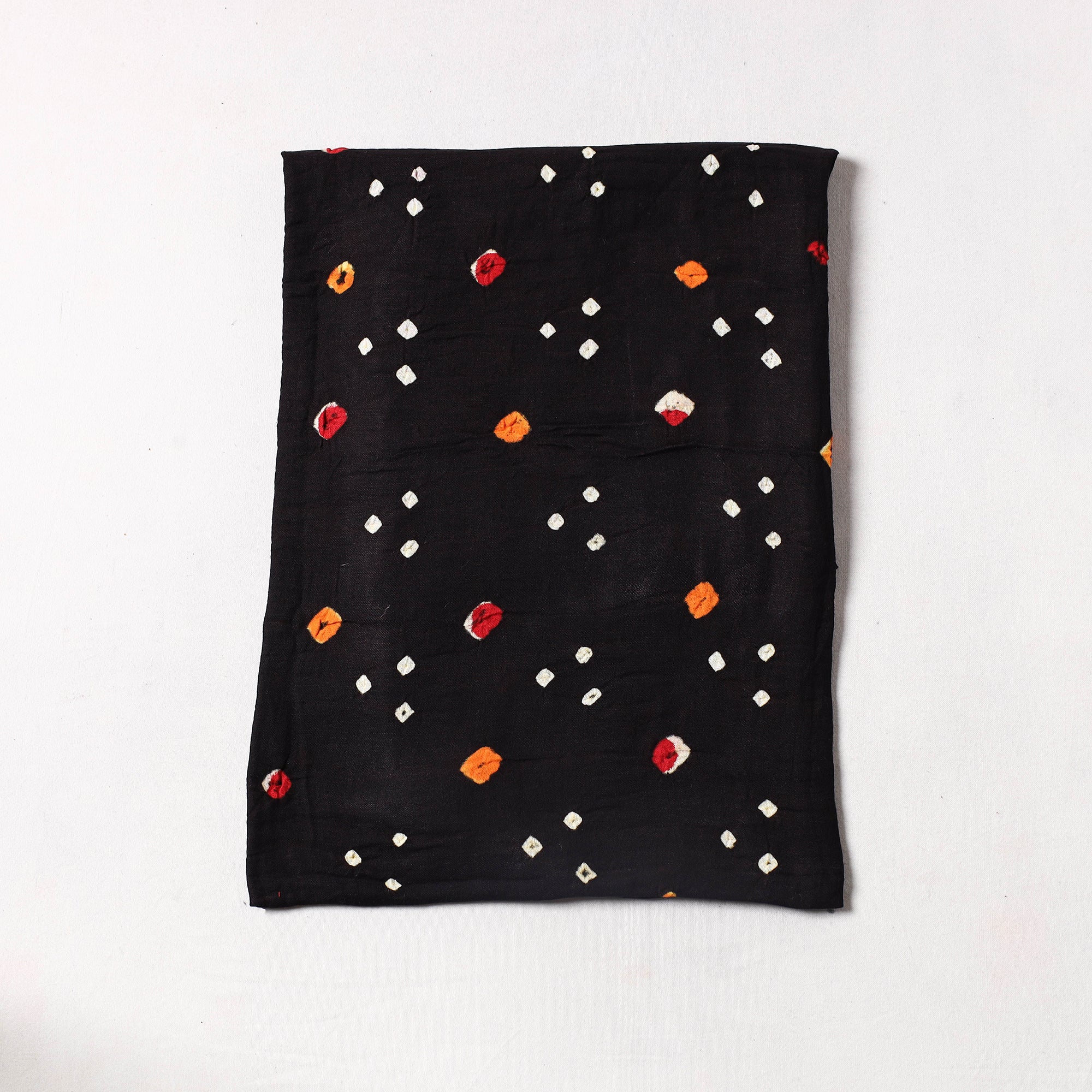 KACHCHH JI CHHAAP Black - Kutch Bandhani Tie-Dye Mul Cotton Precut Fabric (1.2 meter) 39