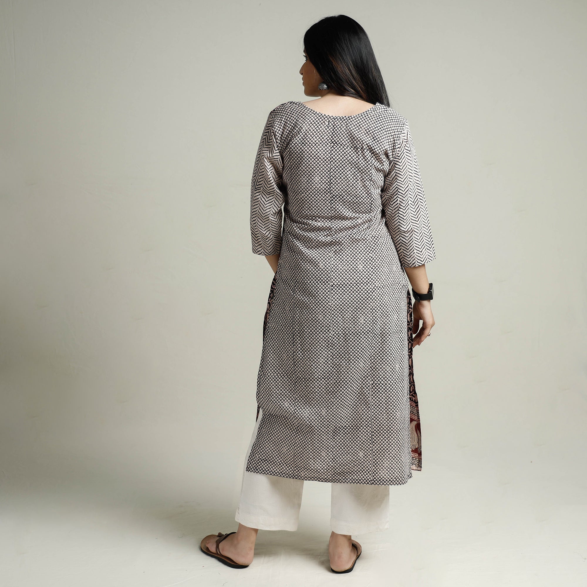 ITOKRI CASUALS Black - Block Print Cotton Straight Bagh Kurta - view 6