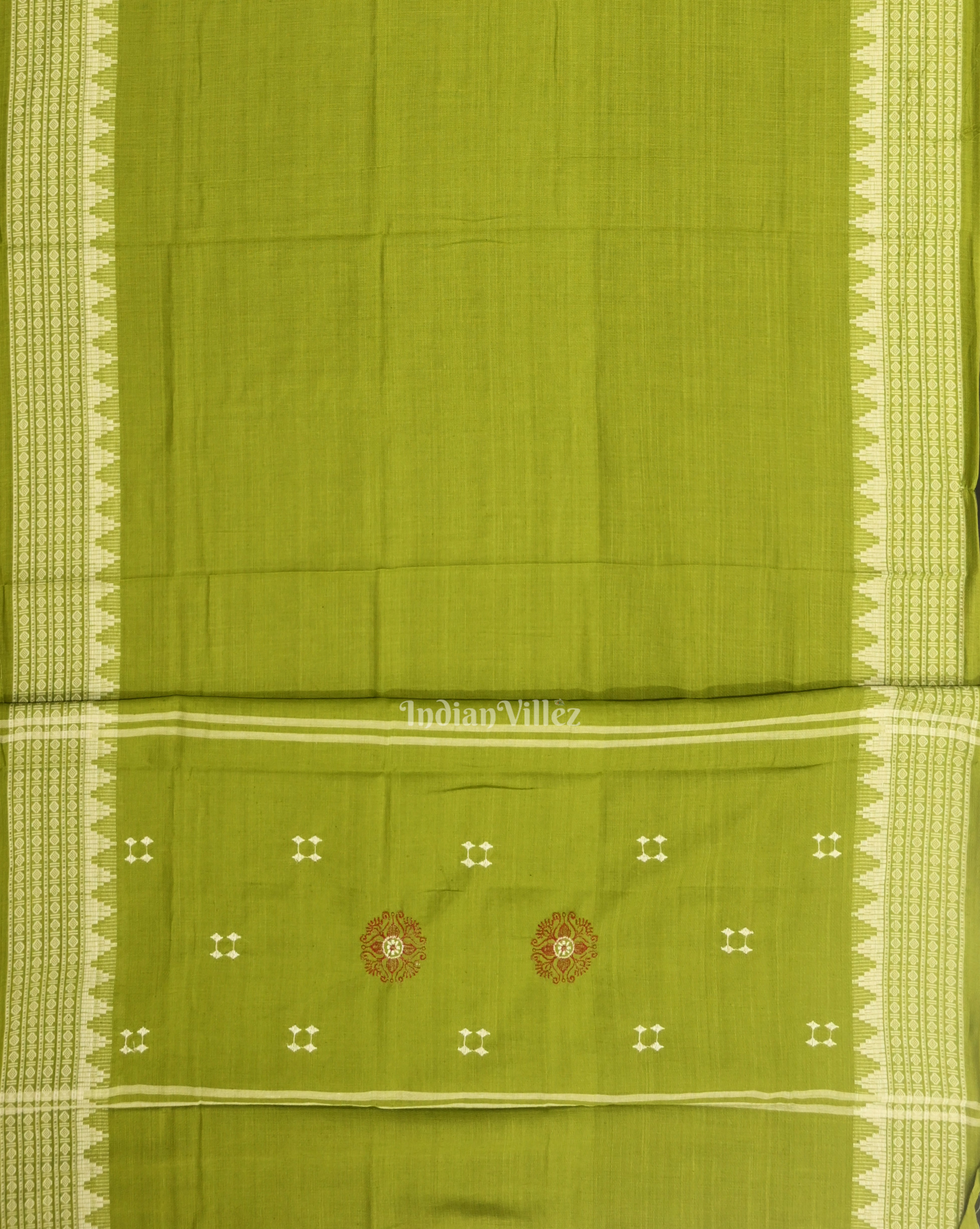 IndianVillèz Maroon Parrot Green Sambalpuri Bomkai Cotton Dress set with Dupatta - view 3