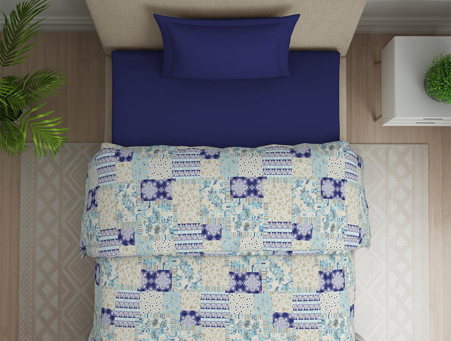 Spaces India Geometric Blue Polycotton Quilt Single Harmony - By Welspun - view 3