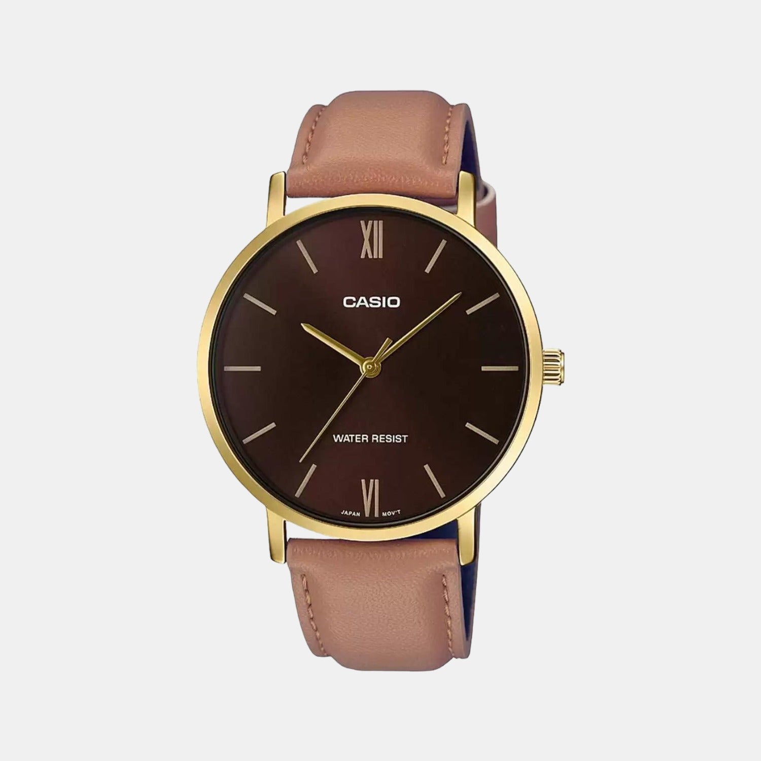 Casio Enticer Men Quartz Brown Dial Analog Leather Watch A1783