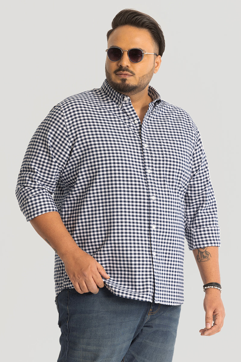 SNITCH Navy Oxford Checks Shirt