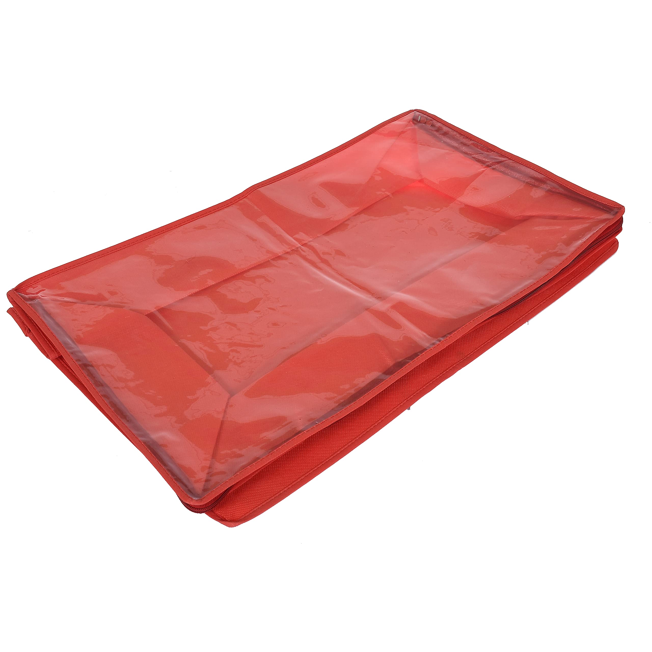 Kuber Industries Transparent Underbed Storage Cover/Lehenga Cover/Saree Cover/Gown Cover/Salwar Suit Cover For Women-Pack of 12 (Red) - view 7